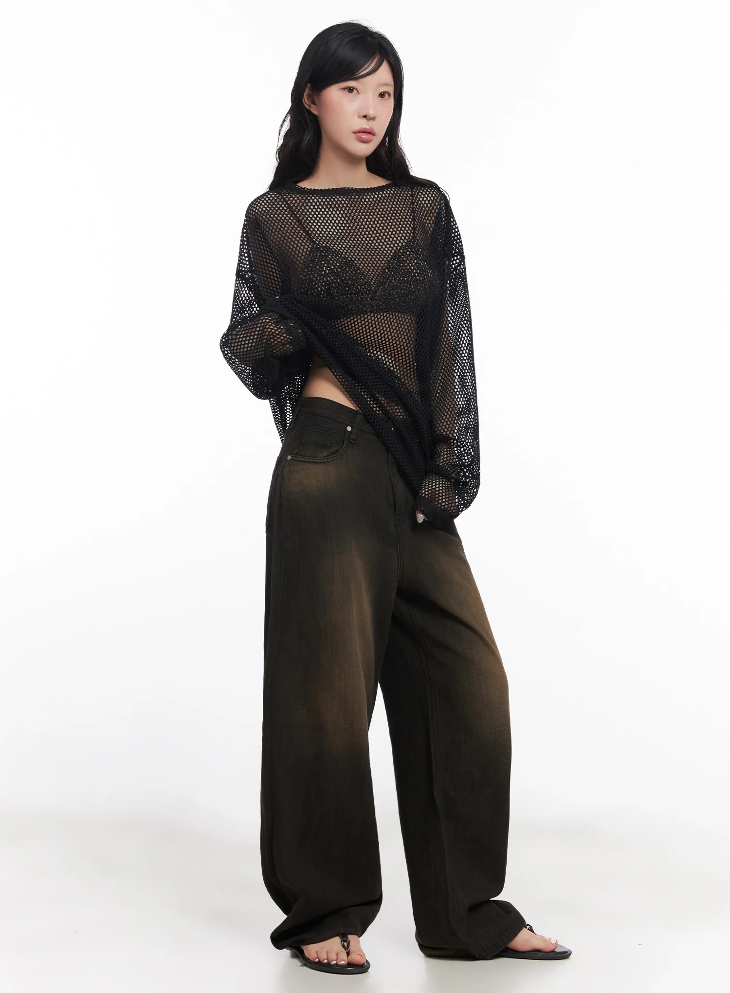 Moka Summer-Wash Wide-Leg Denim Pants IC503