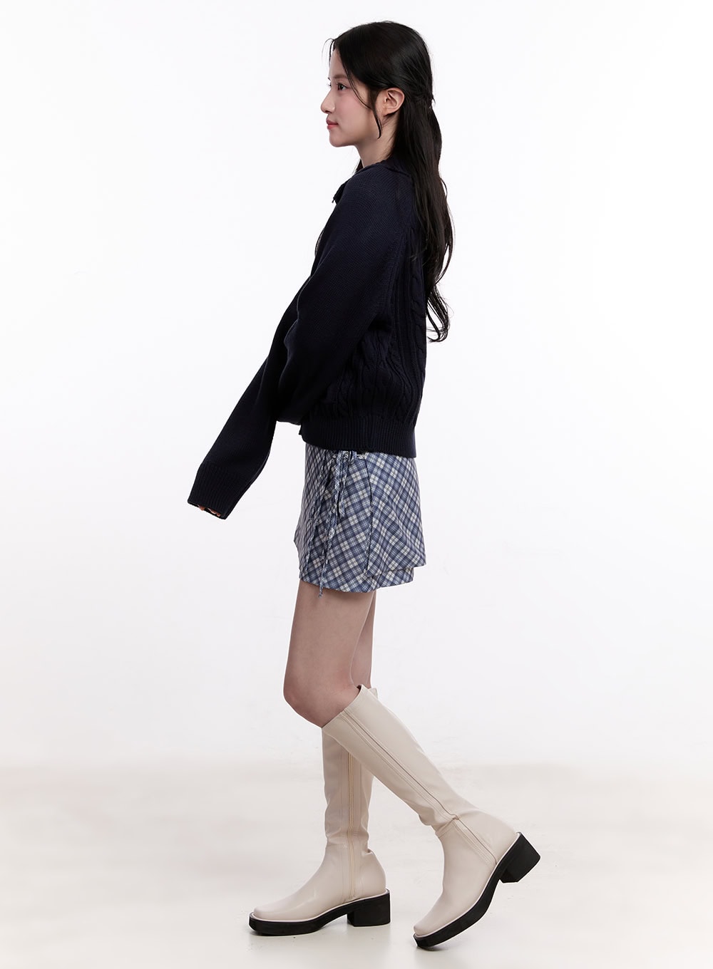 Cable Knit Zip-Up Cardigan CM526