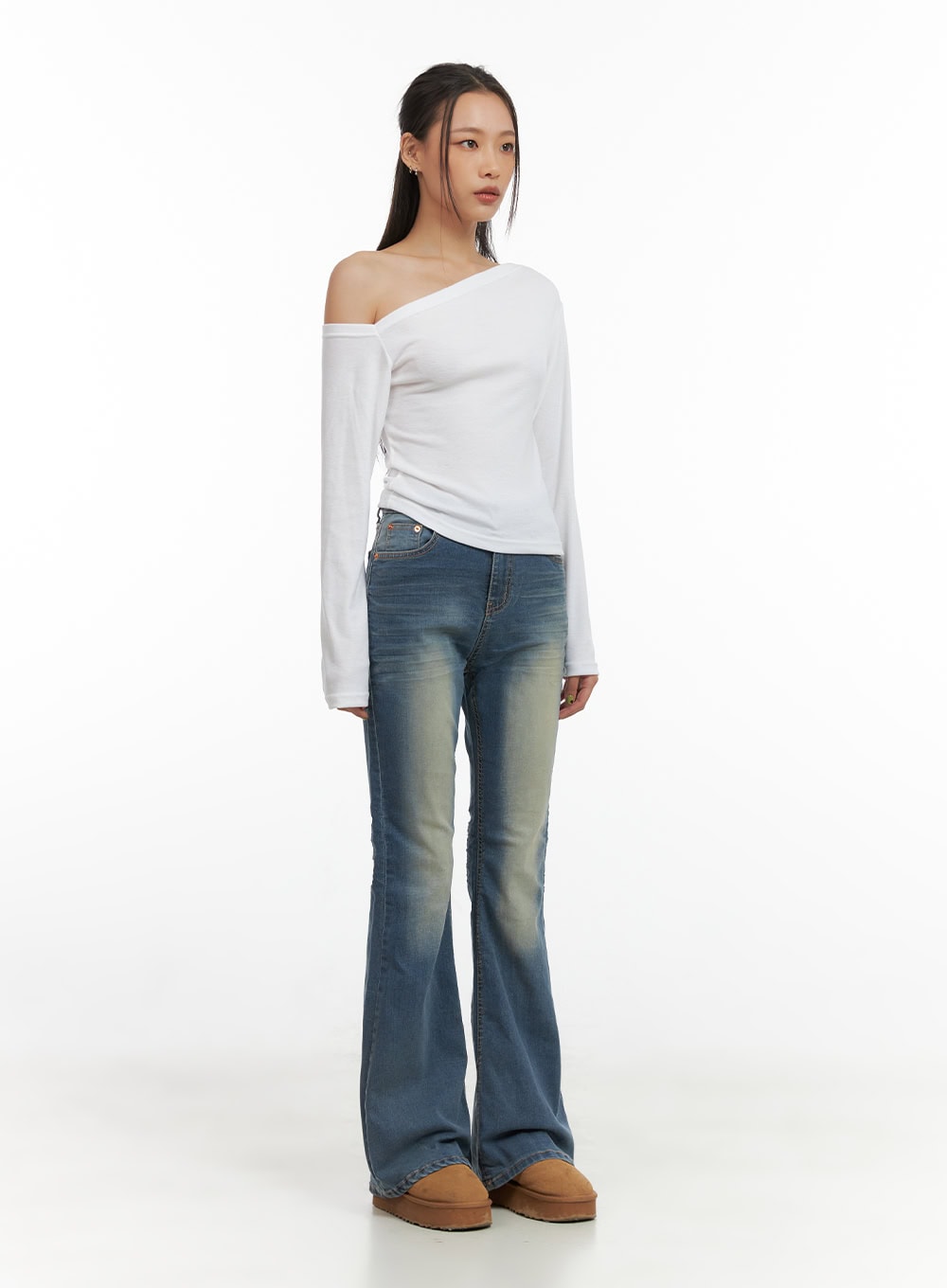 Selena Chic Washed Bootcut Jeans CO424