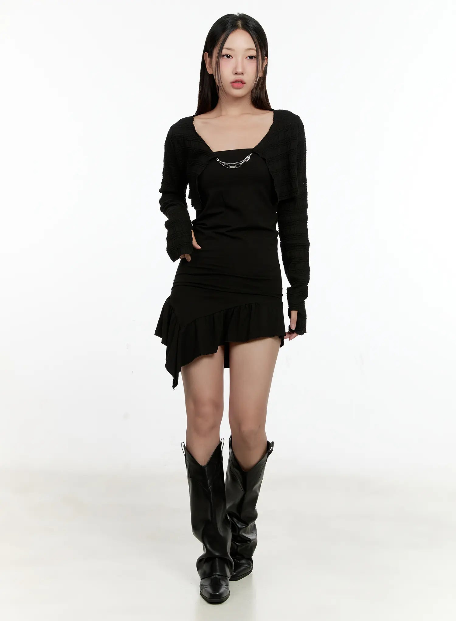 Cropped Chain Knit Cardigan CL531