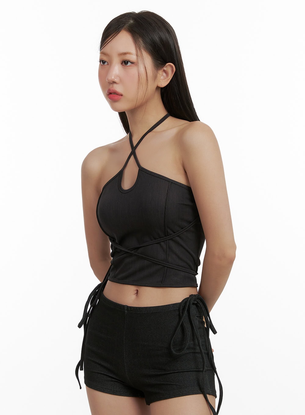 Halter Strap Denim Tank Top CU407