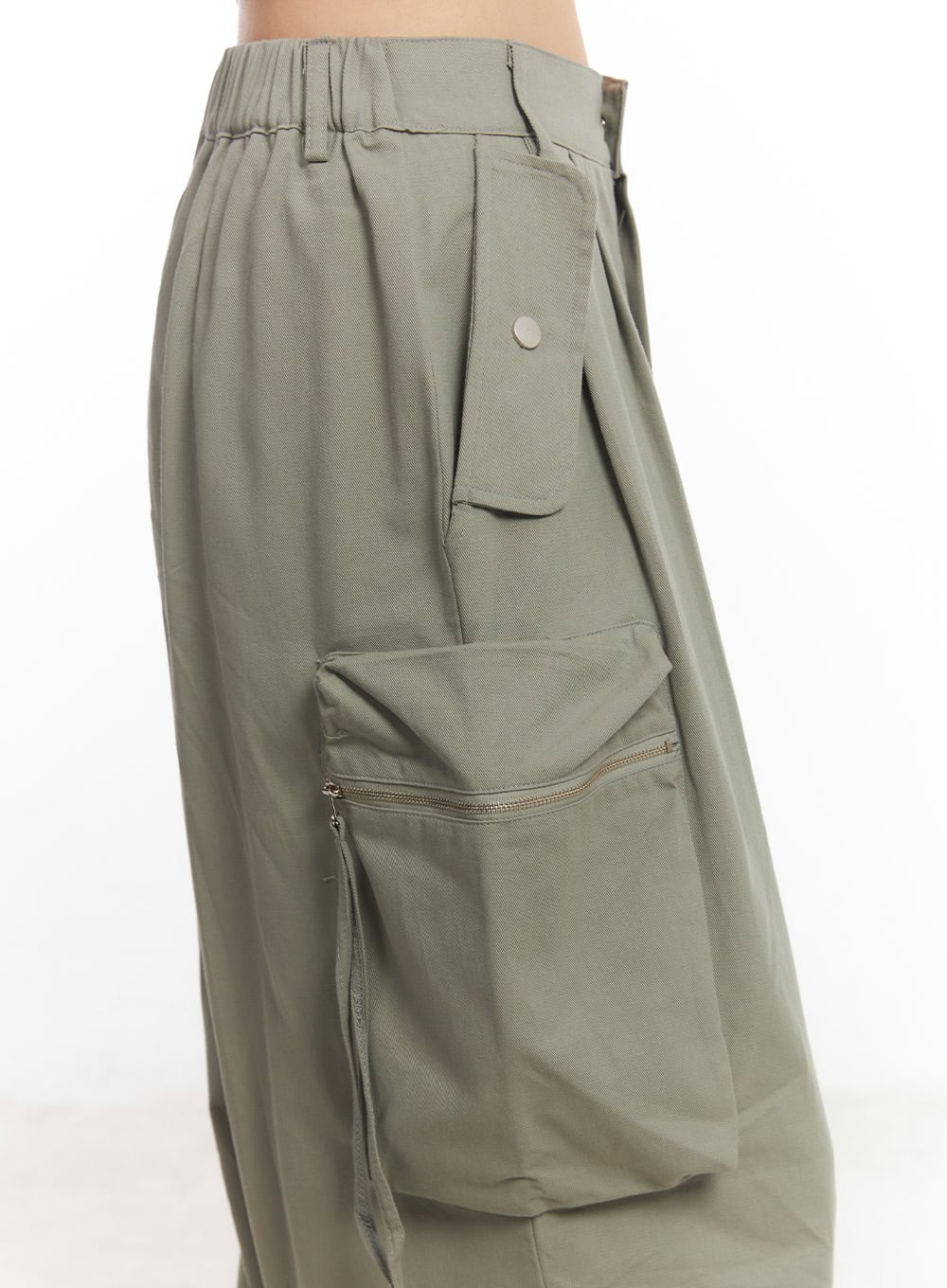 Pintuck Cotton Cargo Baggy Pants CA504