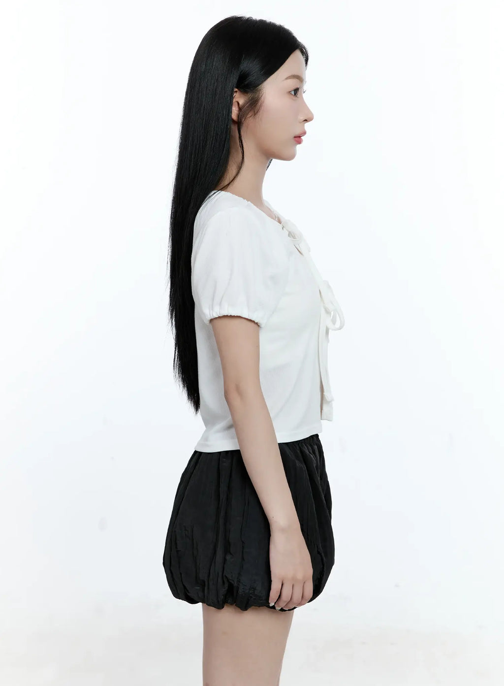 Ribbon Puff-Sleeve Cardigan CG511