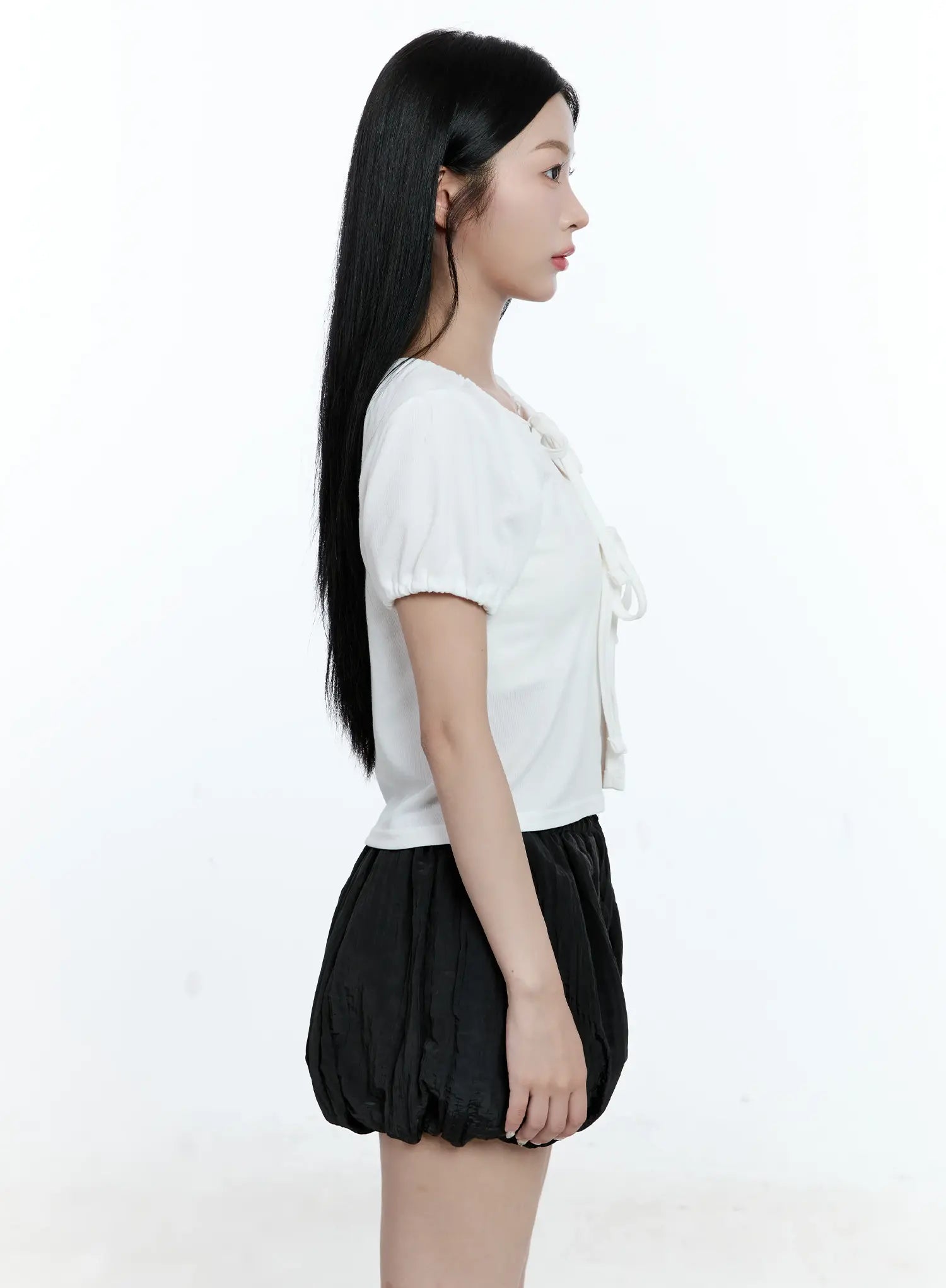 Ribbon Puff-Sleeve Cardigan CG511