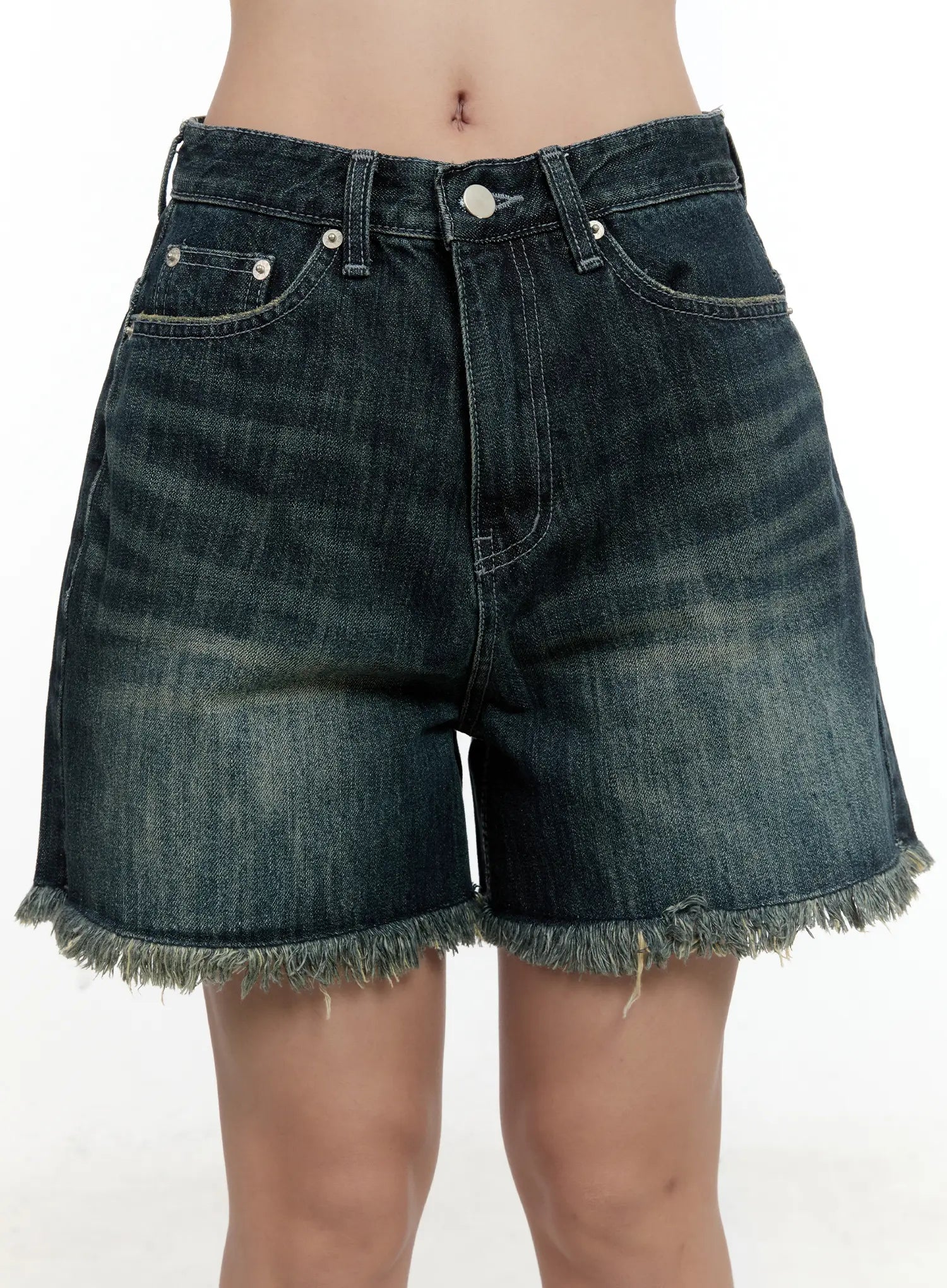 Distressed Hem Denim Shorts CL531
