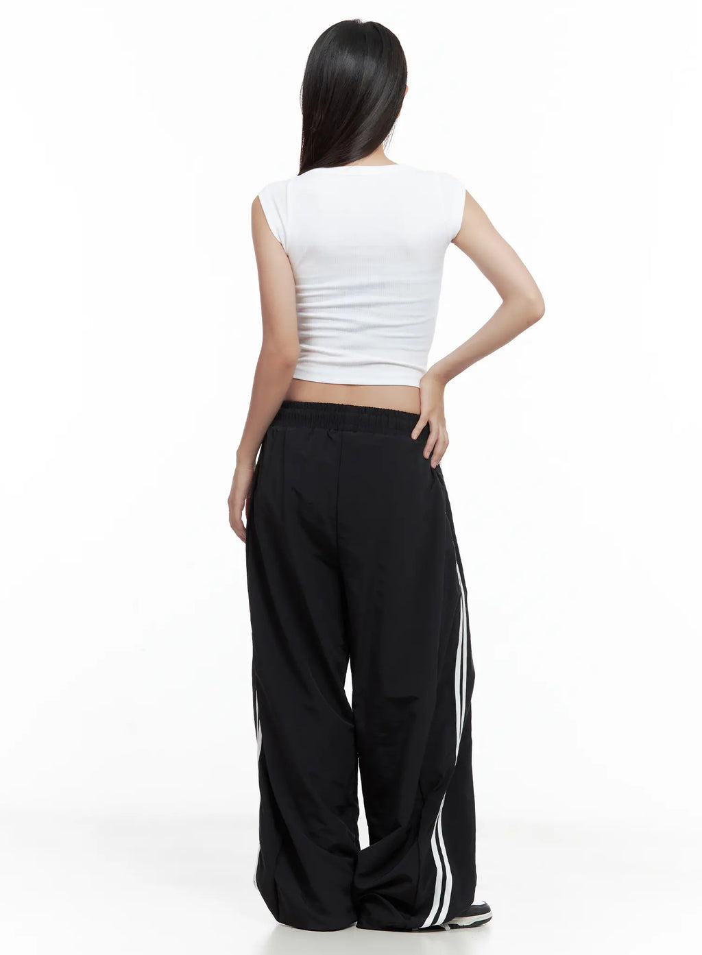 Striped Wide-Leg Nylon Track Pants CL509