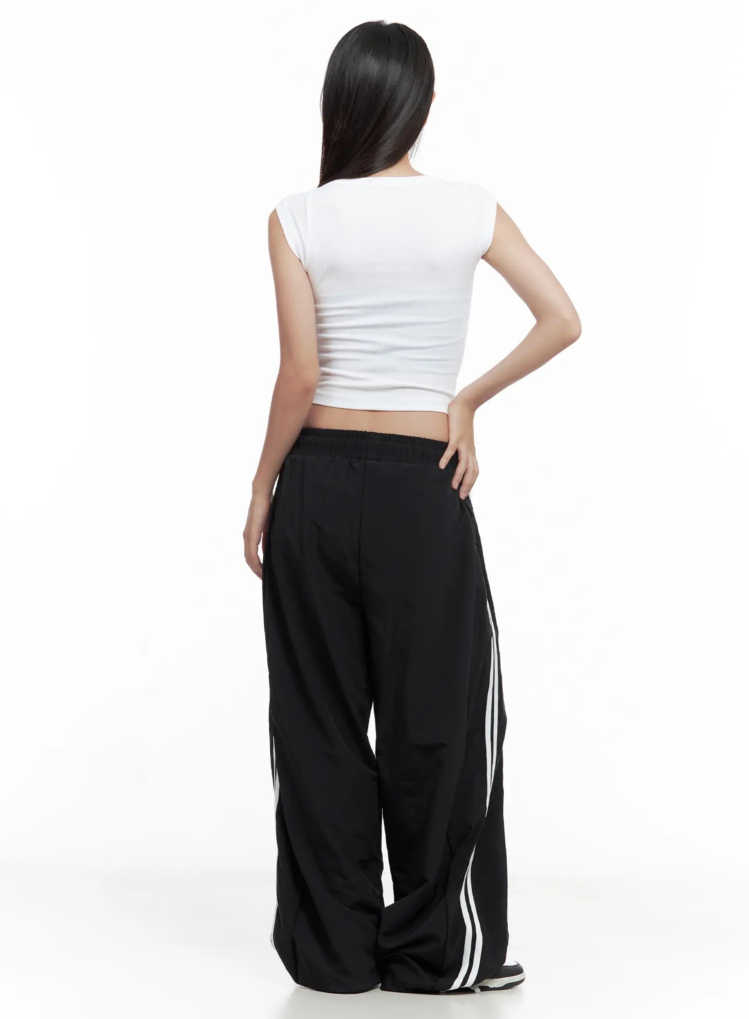 Striped Wide-Leg Nylon Track Pants CL509