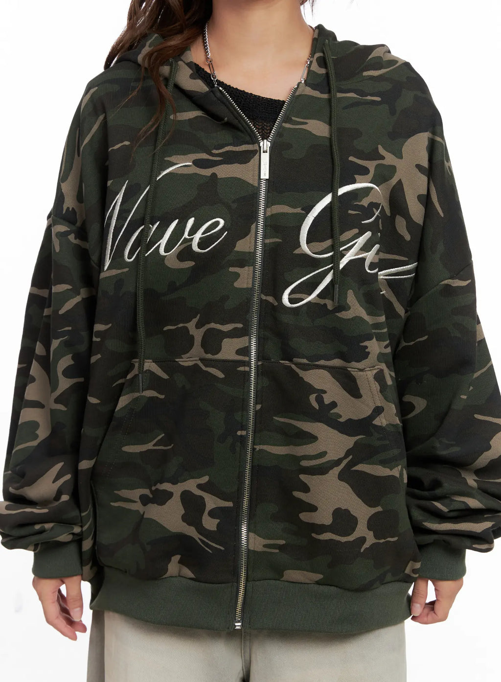 Oversized Camo Lettered Hoodie CS522