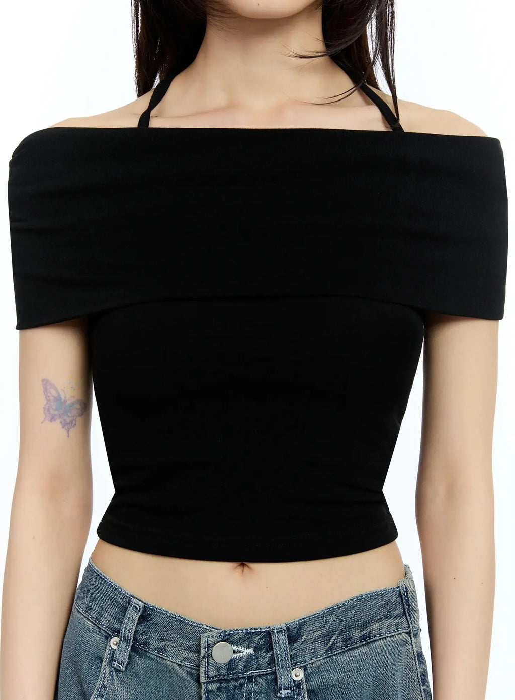 Shirred Off-Shoulder Short-Sleeve Tee IU525