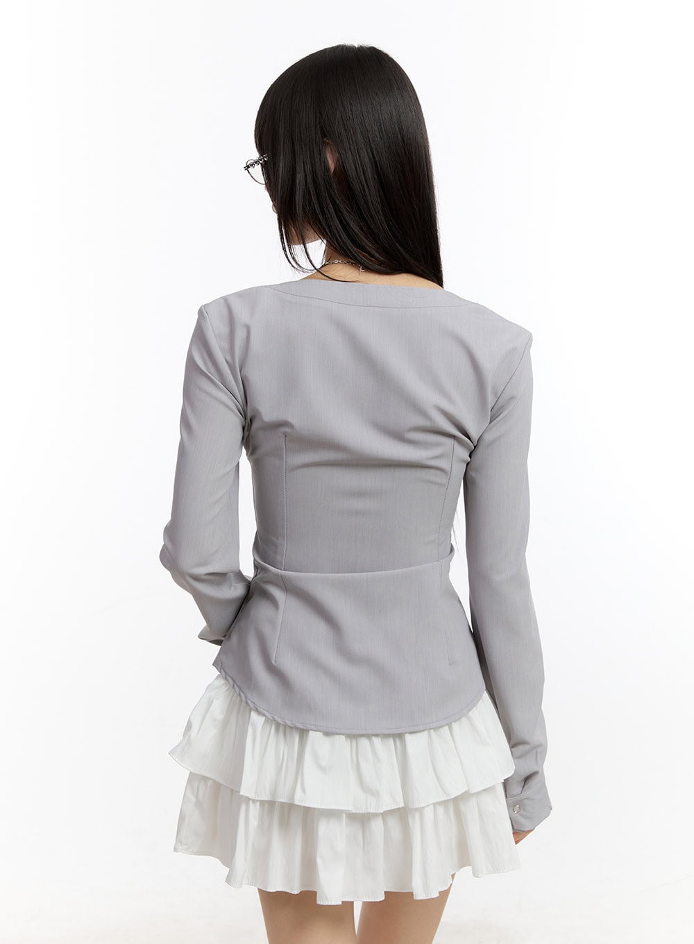 Ribbon Tie V-Neck Blouse Top CA509