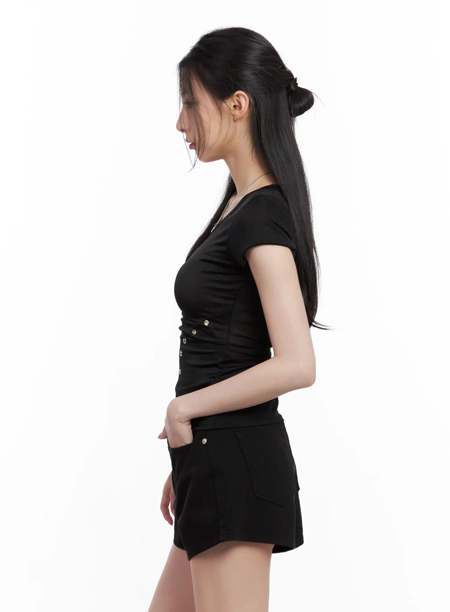 Studded Eyelet Slim-Fit Tee CL501