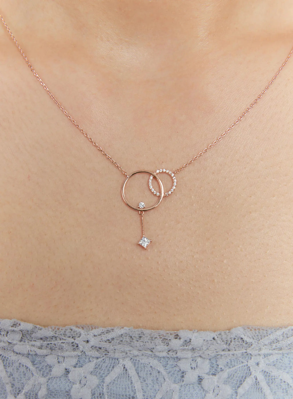 Duo Halo Link Necklace IS517