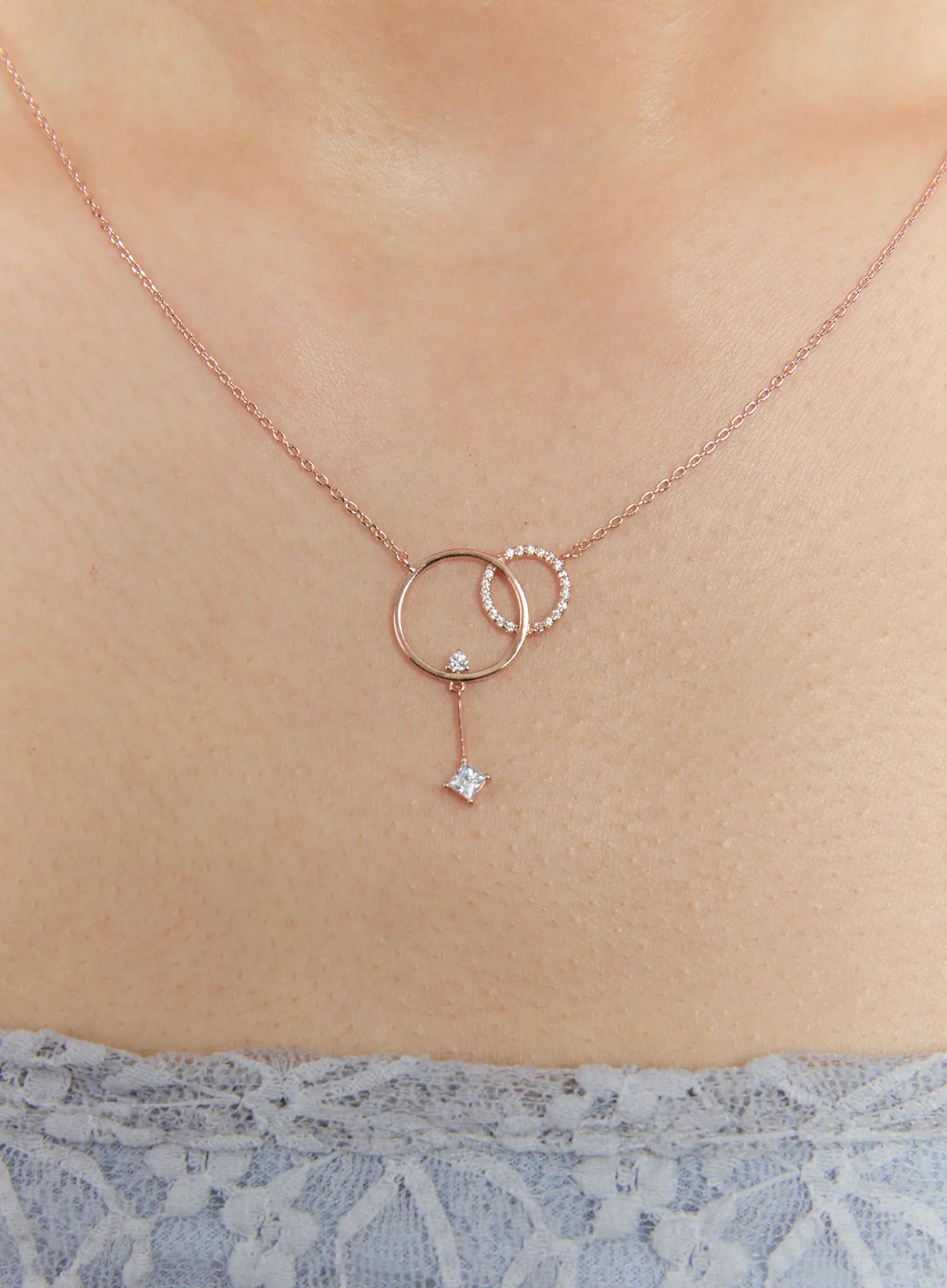 Duo Halo Link Necklace IS517