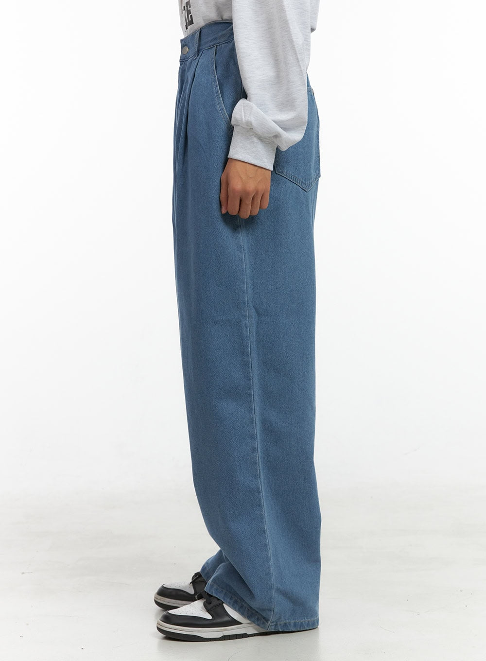 Men's Pintuck Wide Fit Cotton Denim Jeans IS419