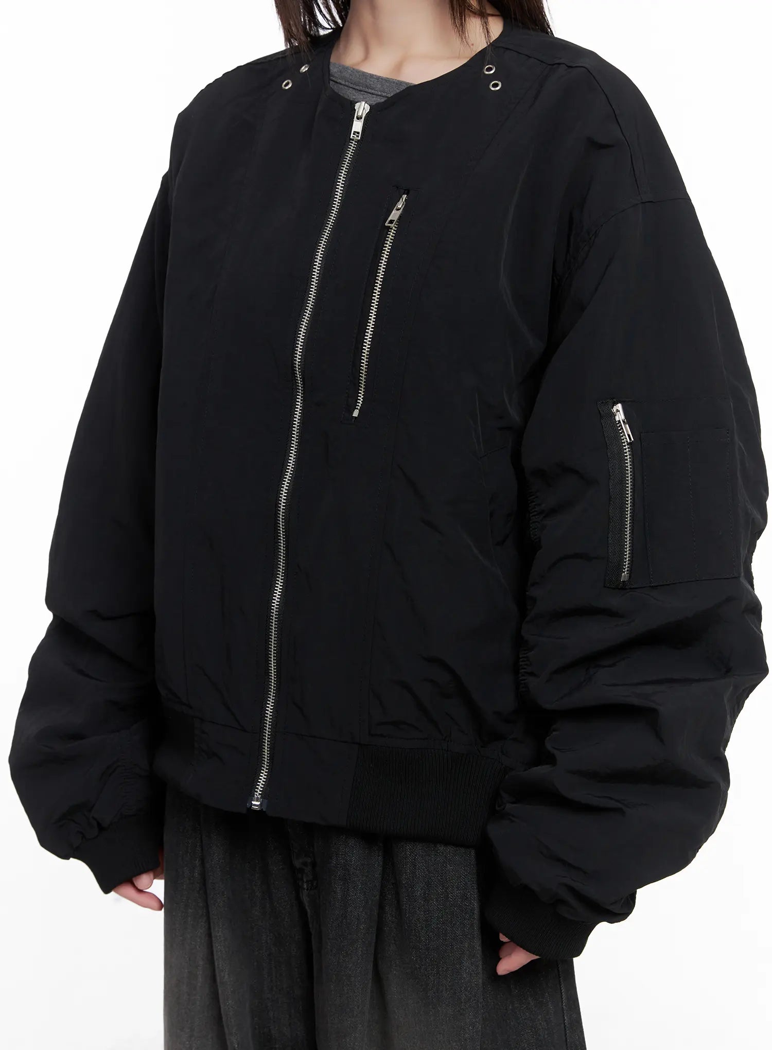 Shirred Oversized Bomber Jacket CG519