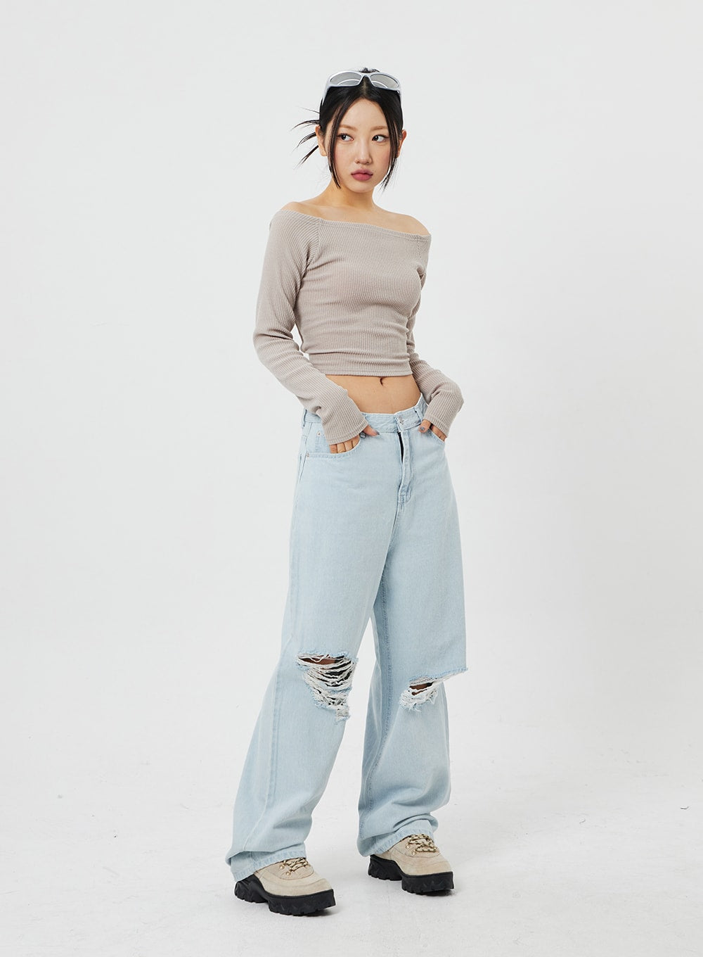 Back Tie Ribbed Knit Top CF316