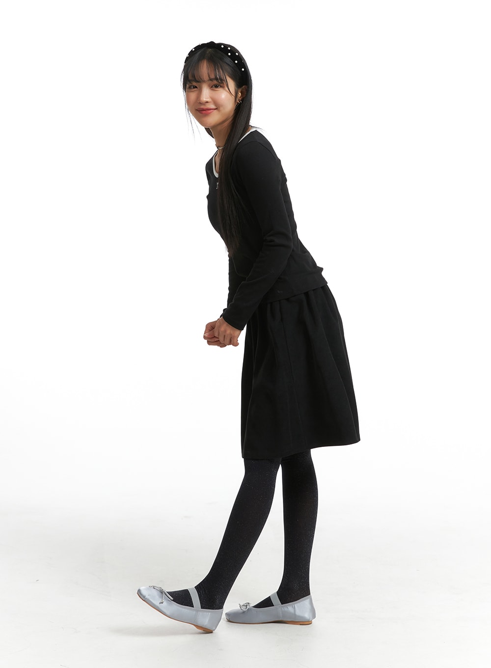 Banding Pleated Mid-Skirt OJ405