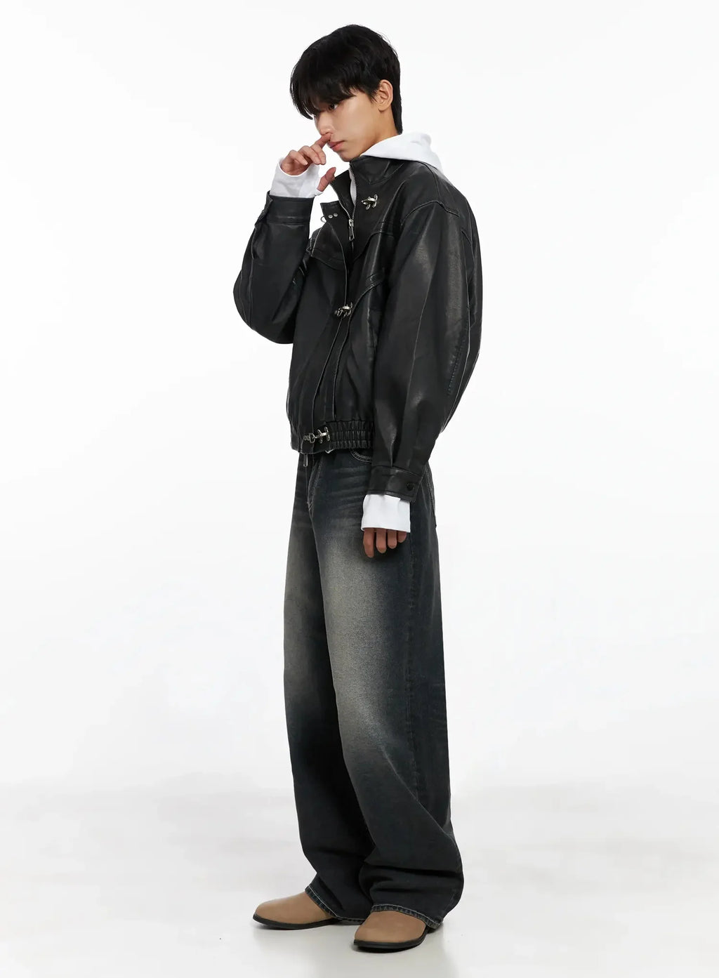 Men's Smoky Faded Wide Denim Jeans IO517