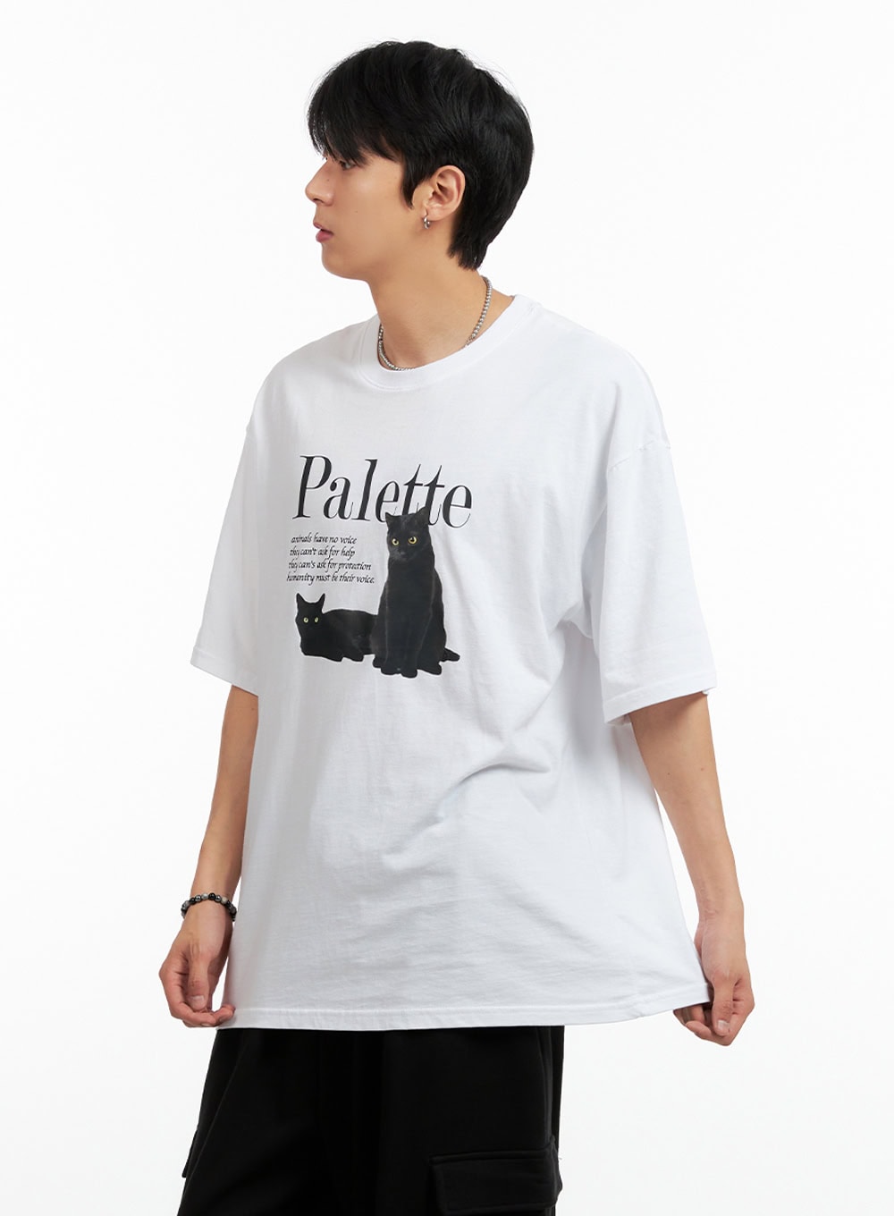 Men's Round Neck Graphic T-Shirt (White) IG402