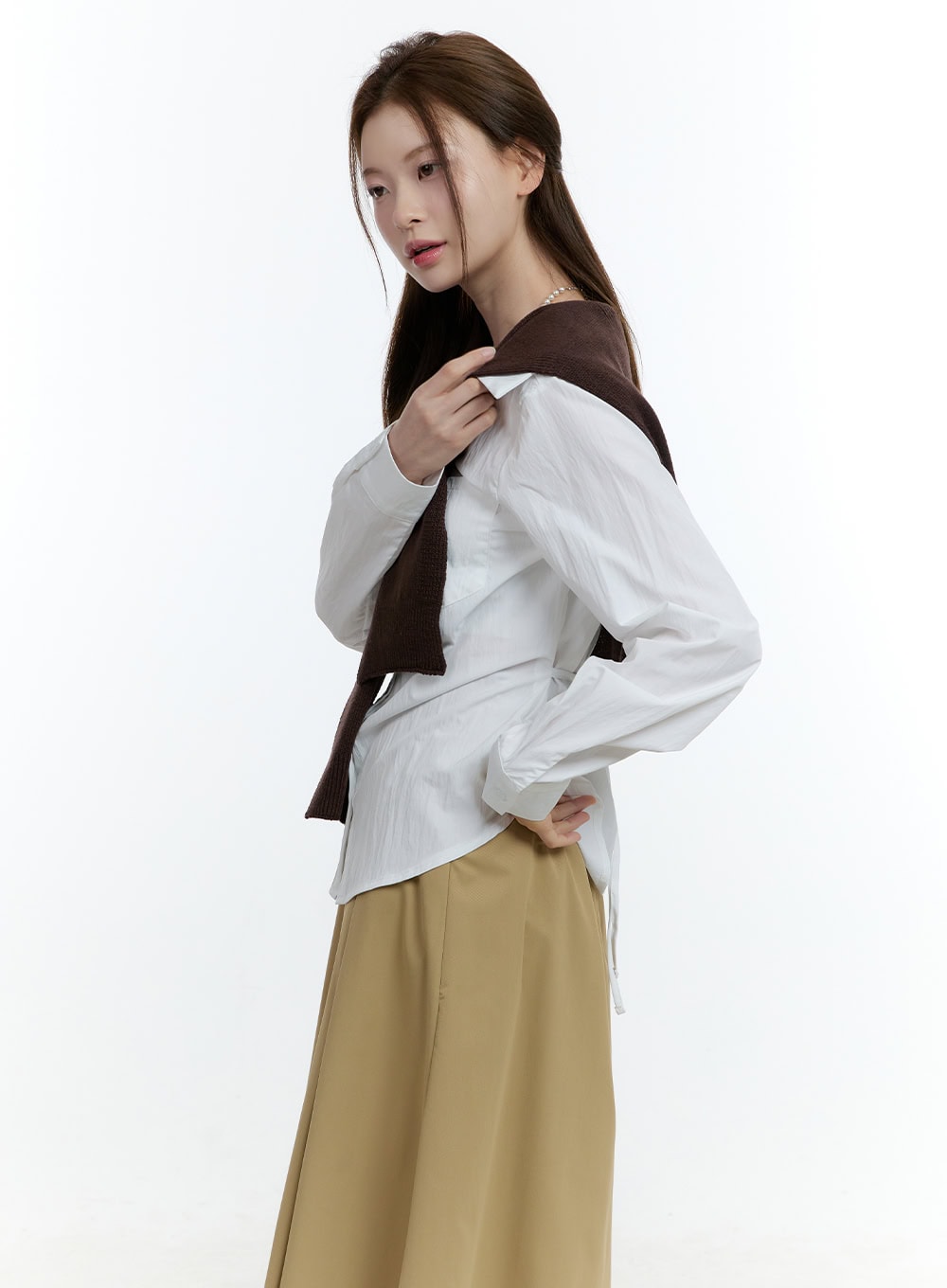 Knitted Front-Tie Shawl CF503