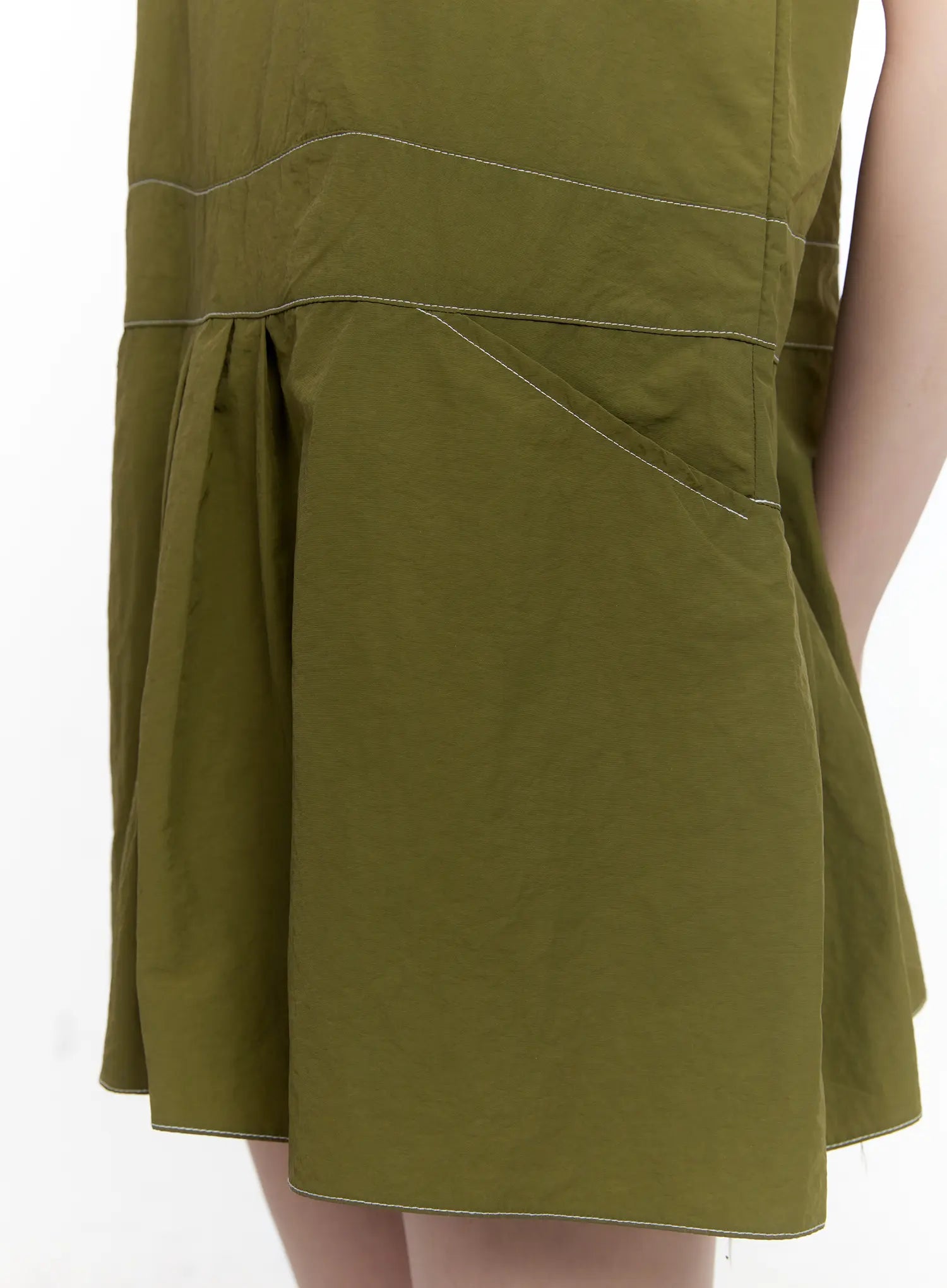 Olive Green Pintuck Mini Dress CL507