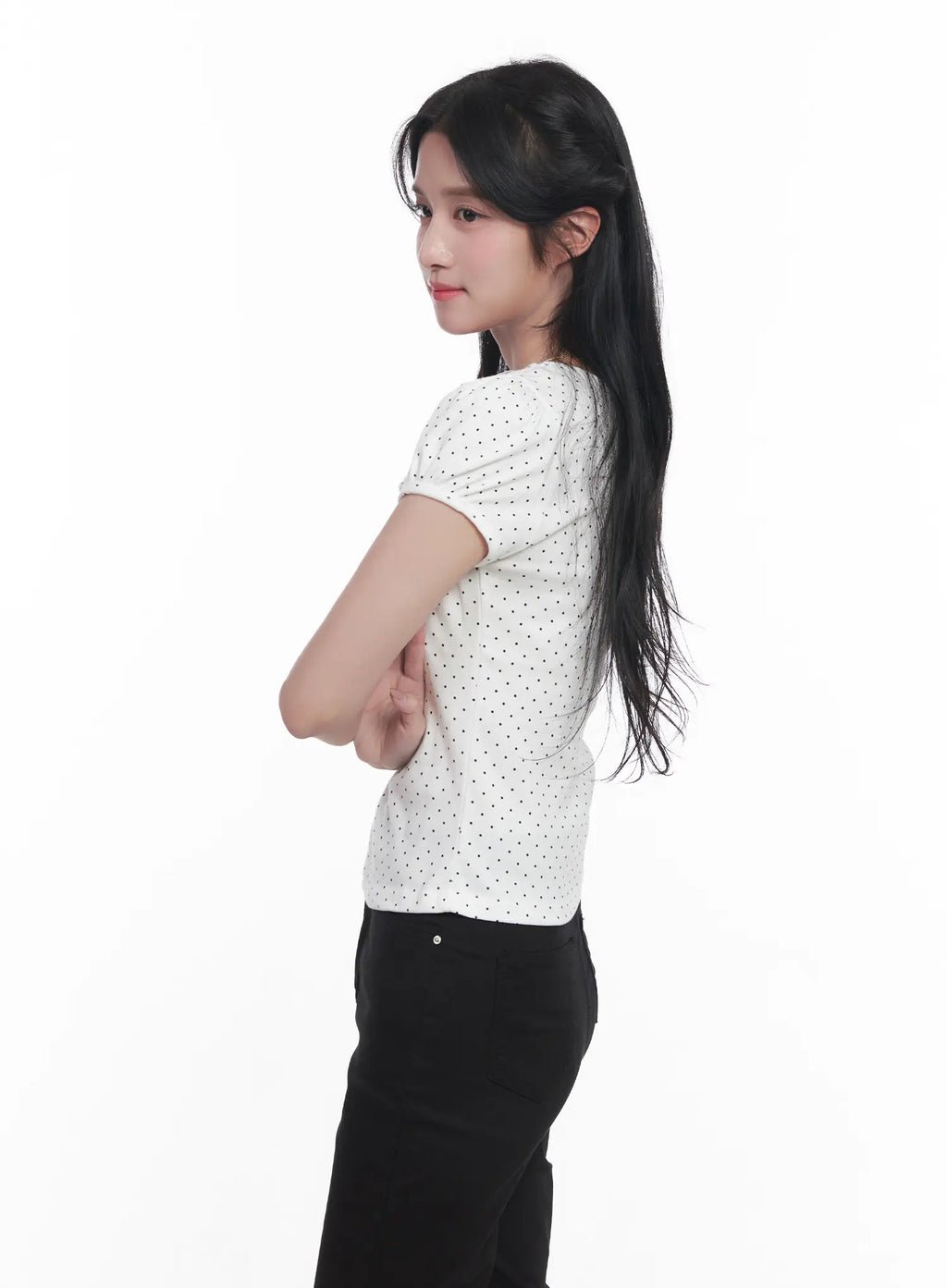 Polka-Dot V-Neck Tee CU525