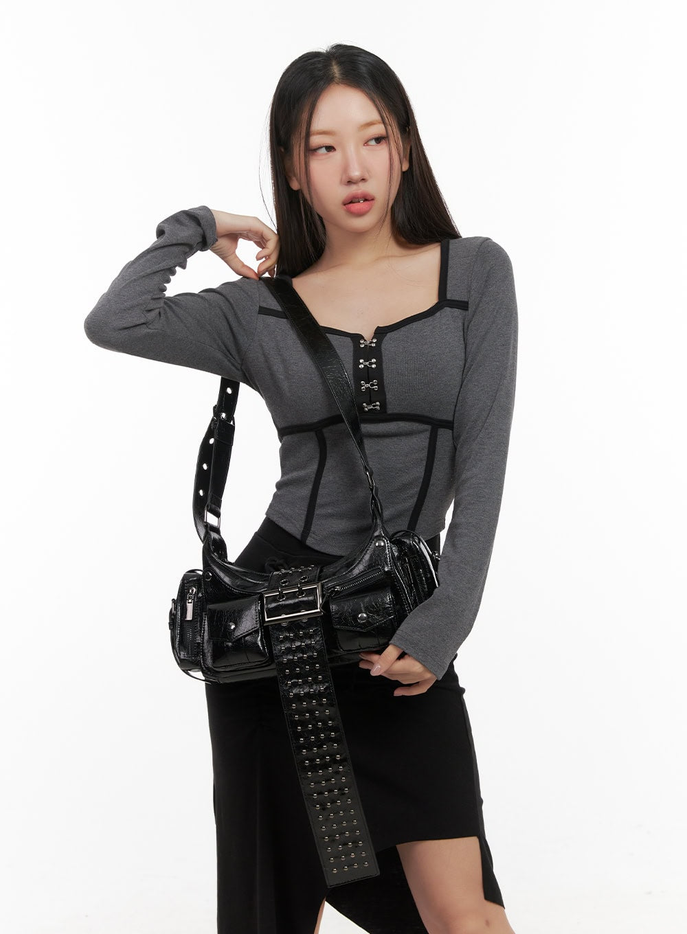 Studded Buckle Shoulder Bag CD411