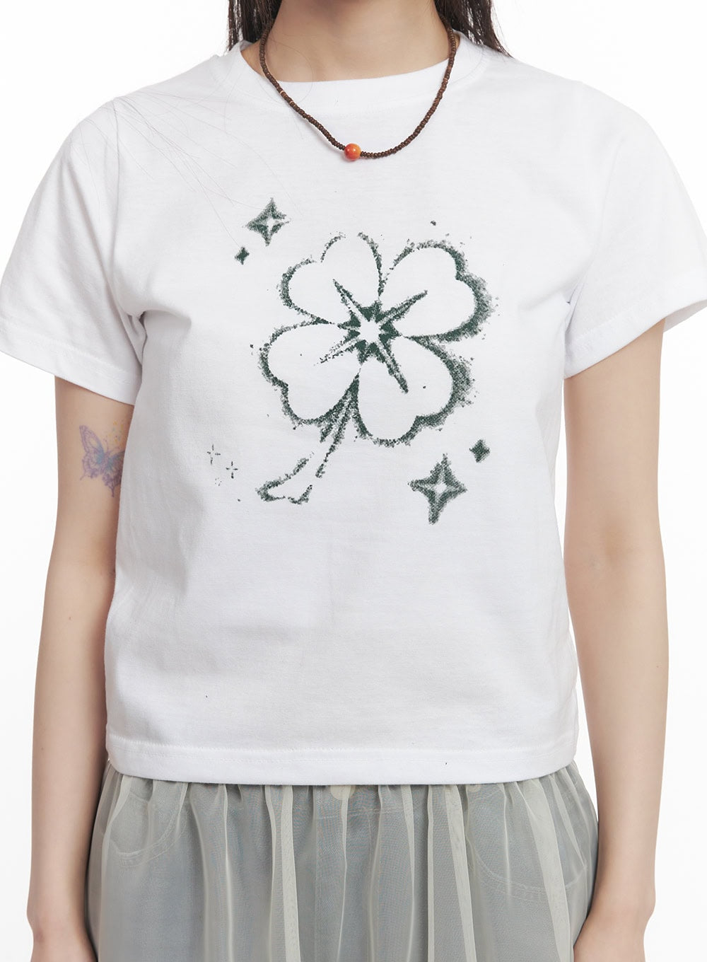 Clover Graphic Crop Top CF518