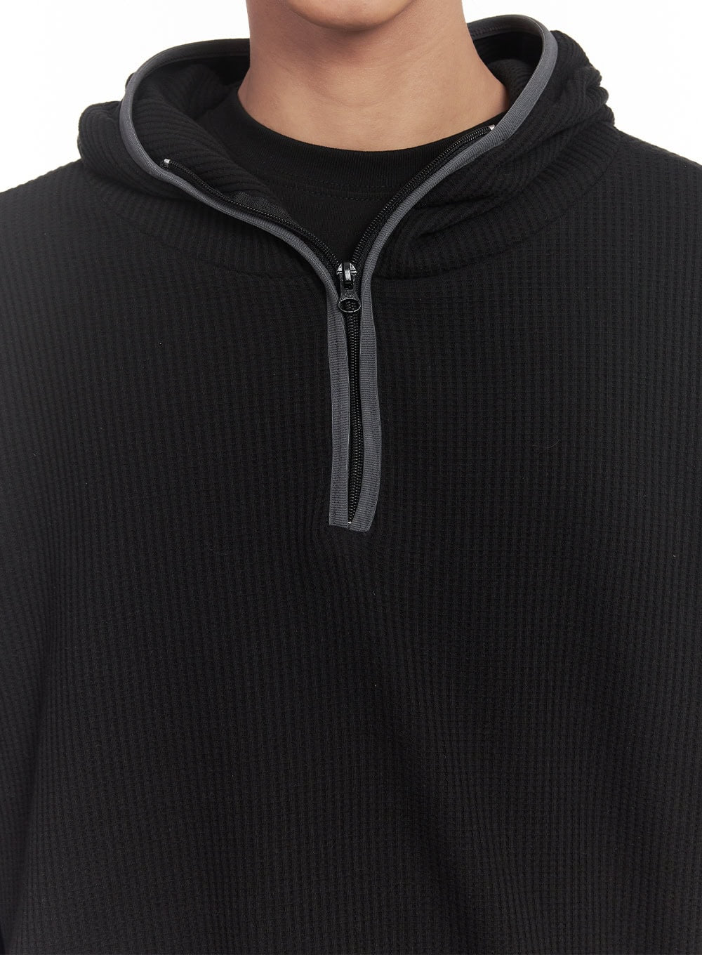 Men's Half-Zip Waffle Knit Hoodie IM519