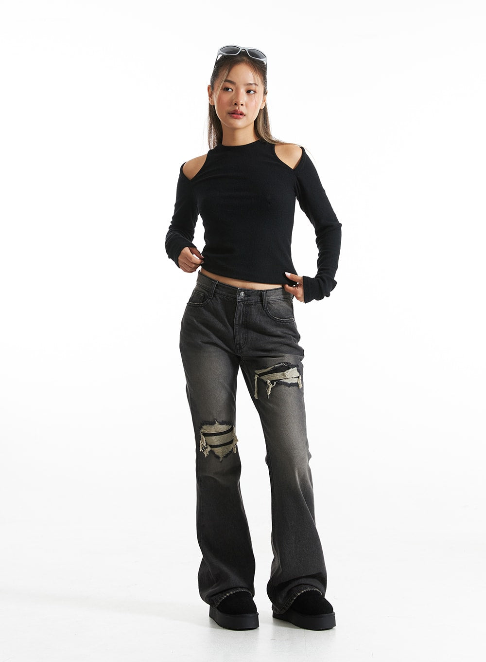 Ripped Bootcut Jeans CO313