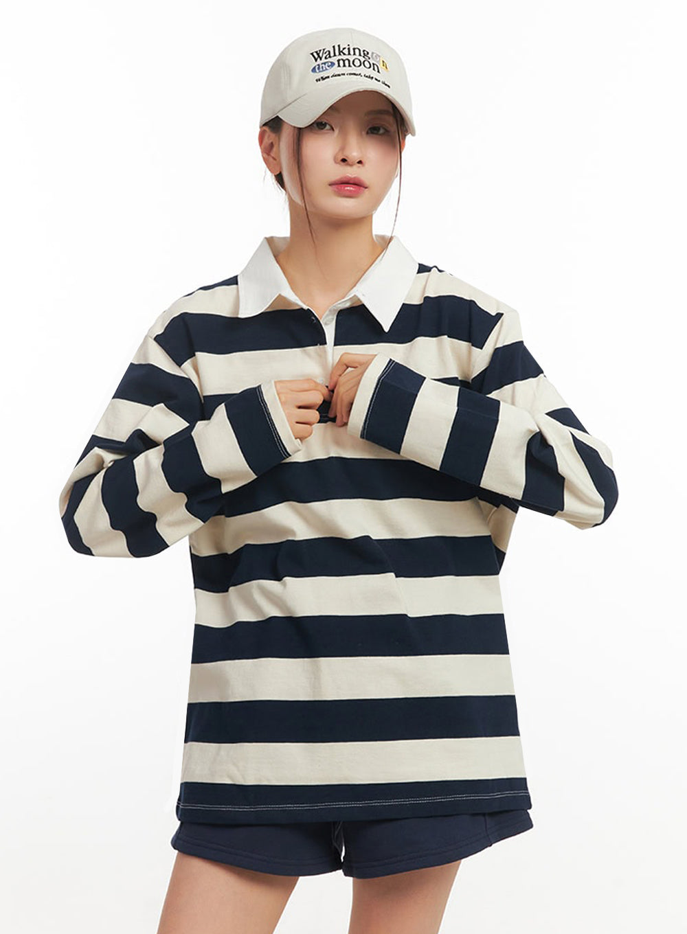 Stripe Long Sleeve Polo Shirt IM514