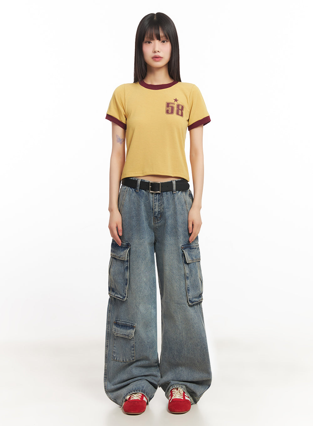 Star Number Graphic Crop Top IY502