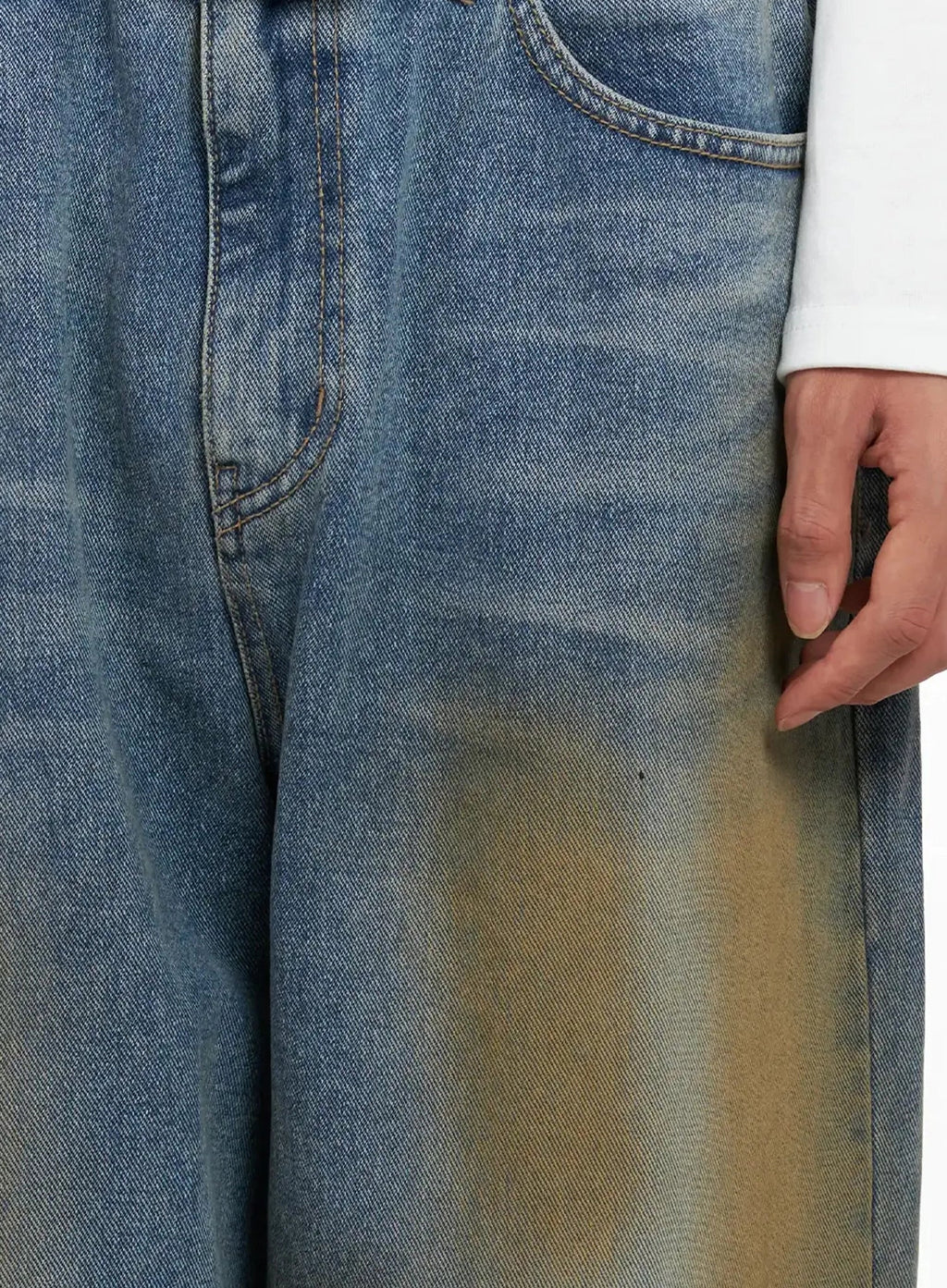 Men's Vintage Washed Wide-Leg Jeans IO516