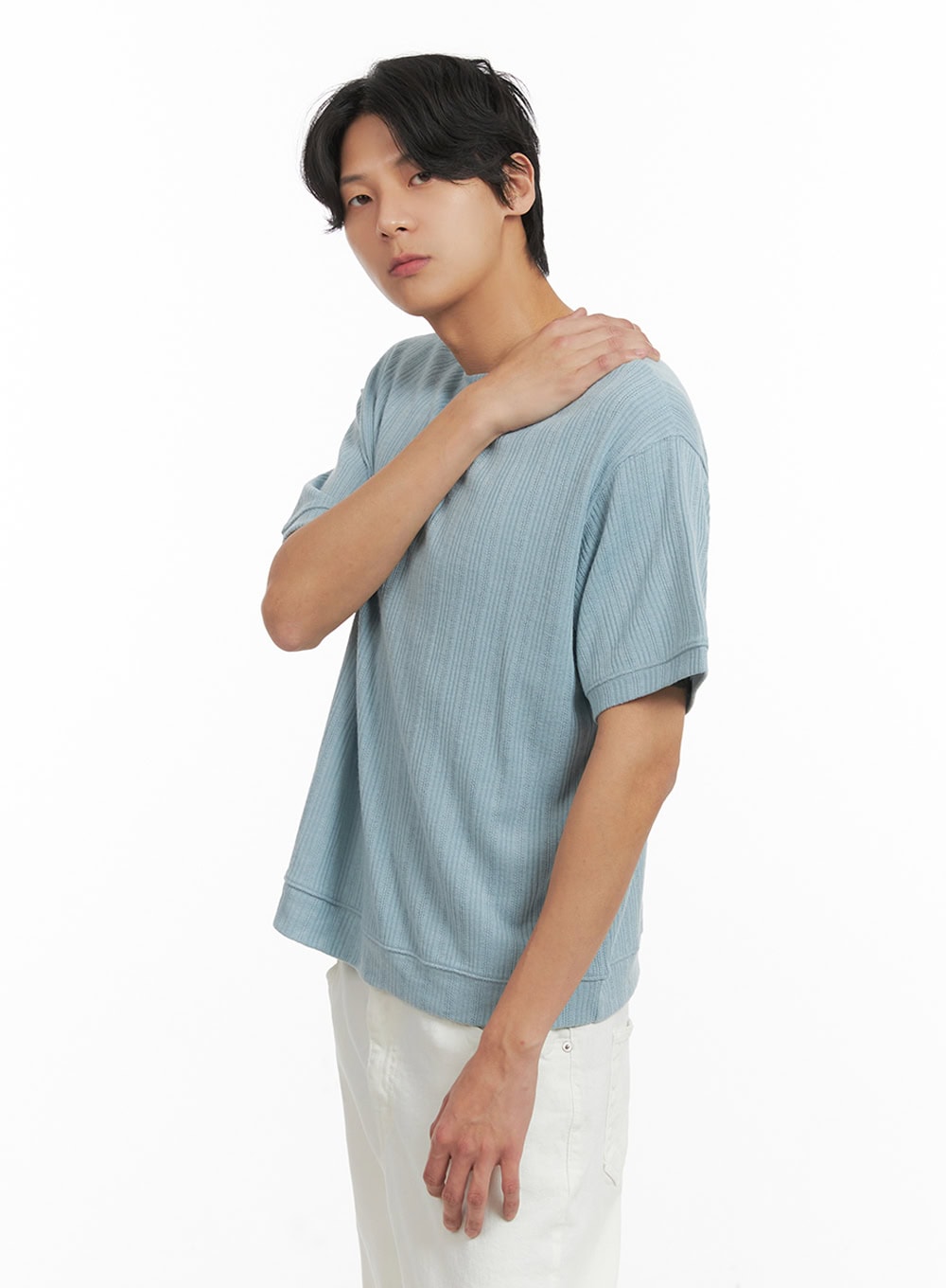 Men's Breezy Stripe T-Shirt (Light Blue) IY402