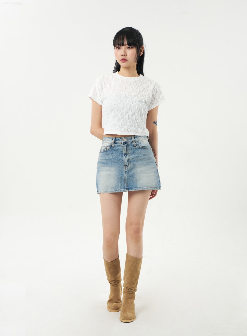 Quilted Cropped Tee CA328