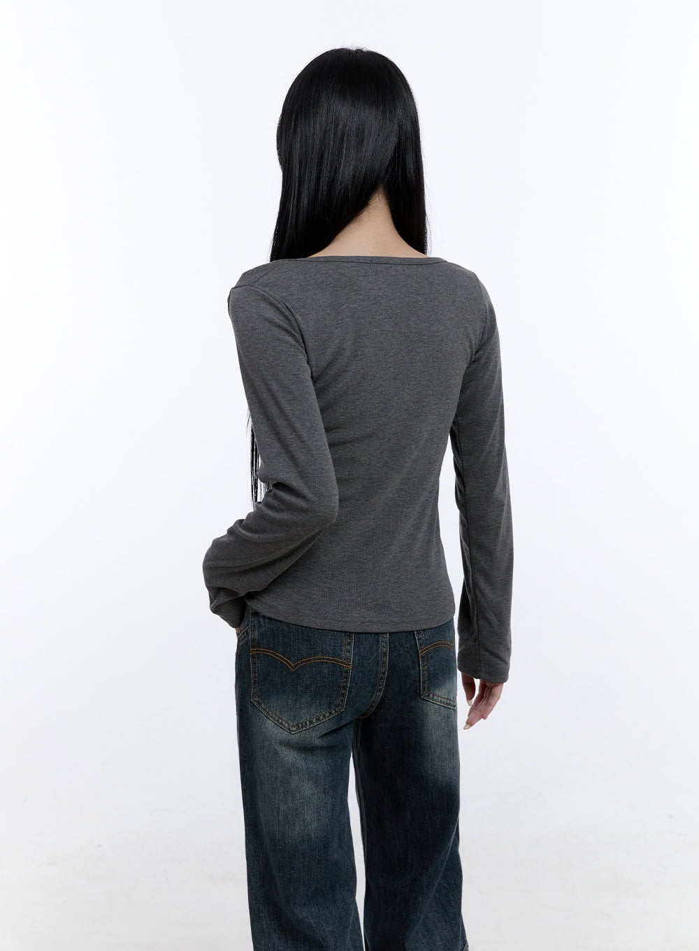 Unbalanced Cut Out Long Sleeve Top CD420