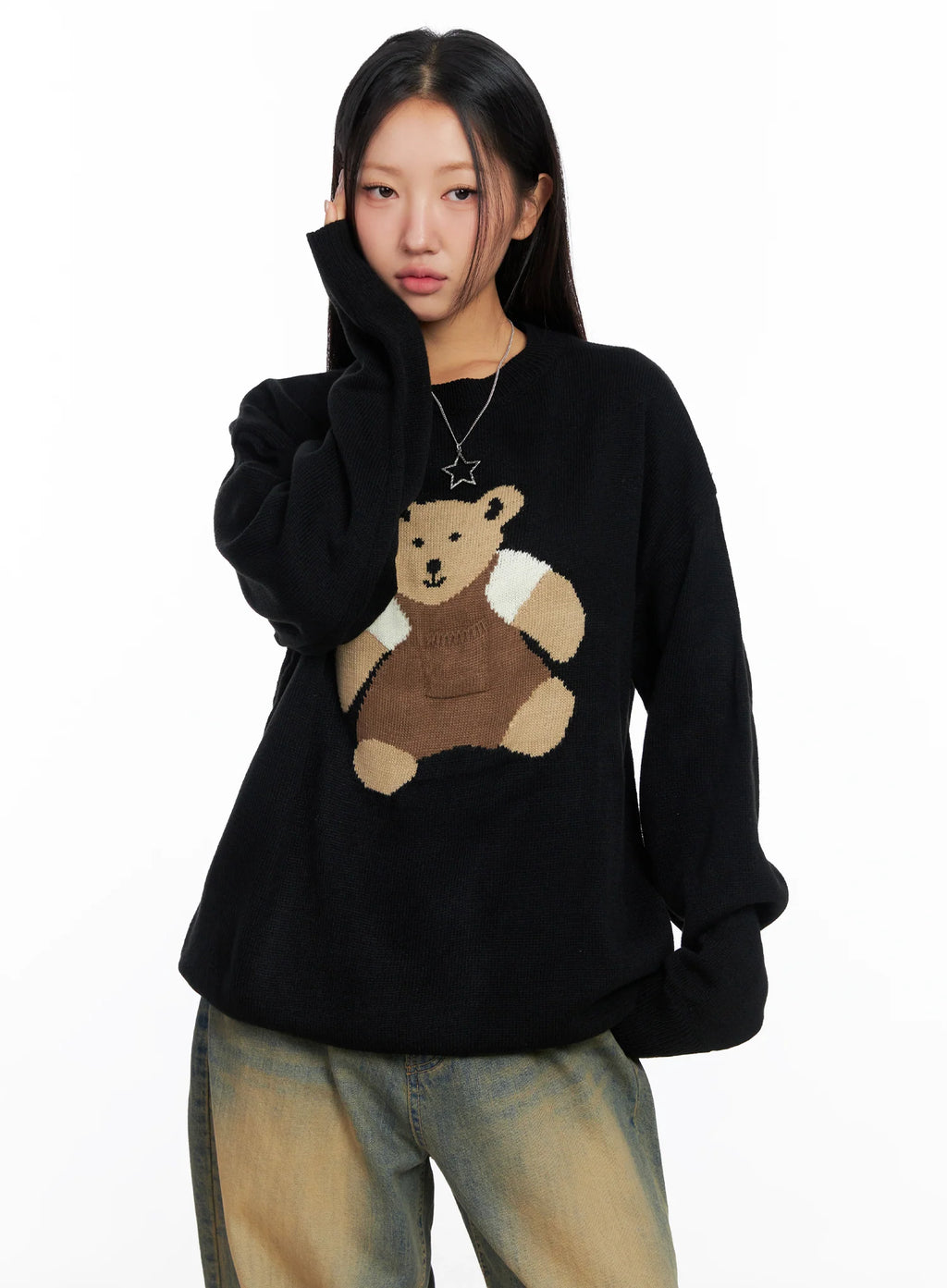 Oversized Graphic Knit Sweater CO515