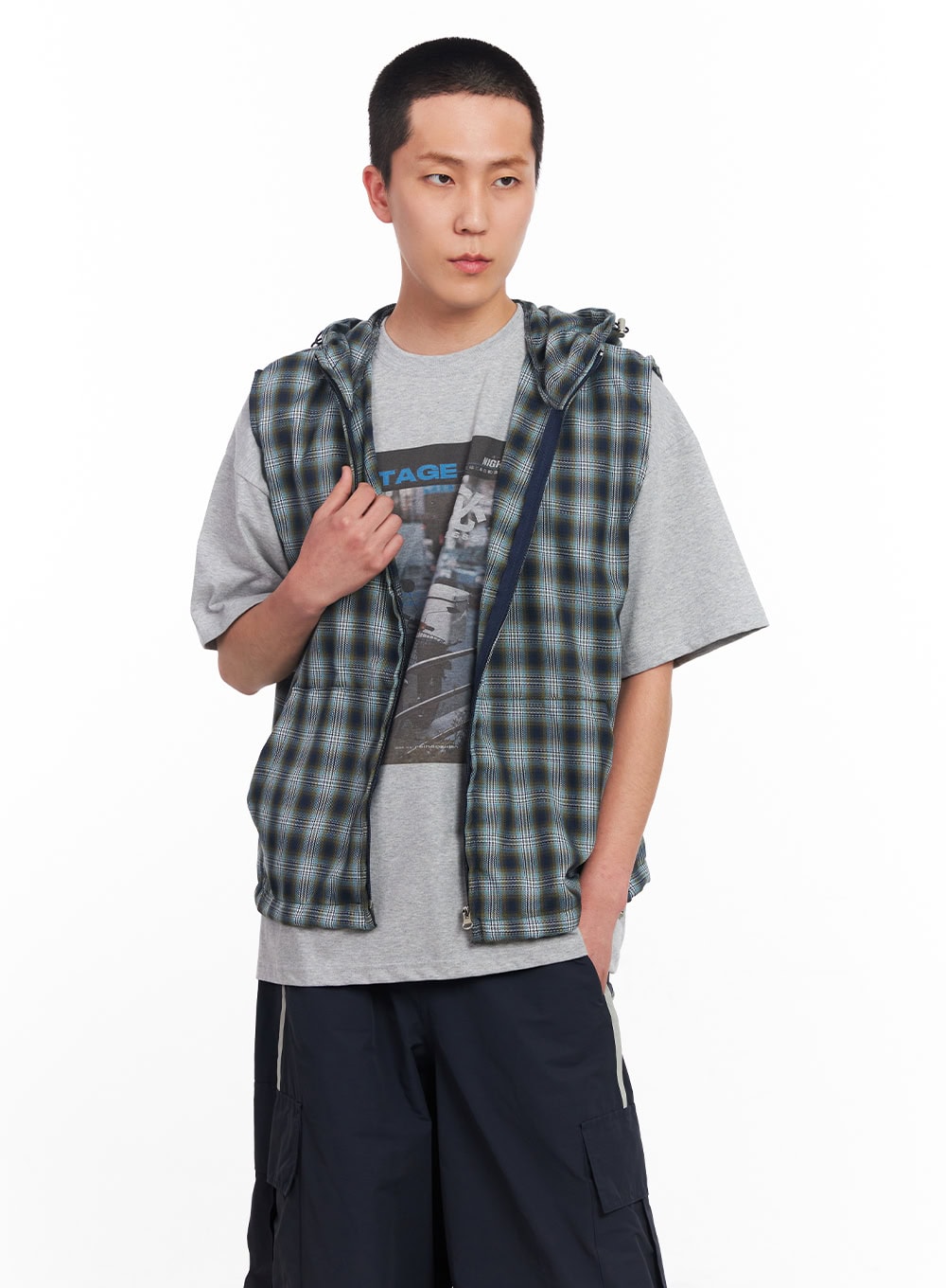 Men's Sleeveless Plaid Vest IU512