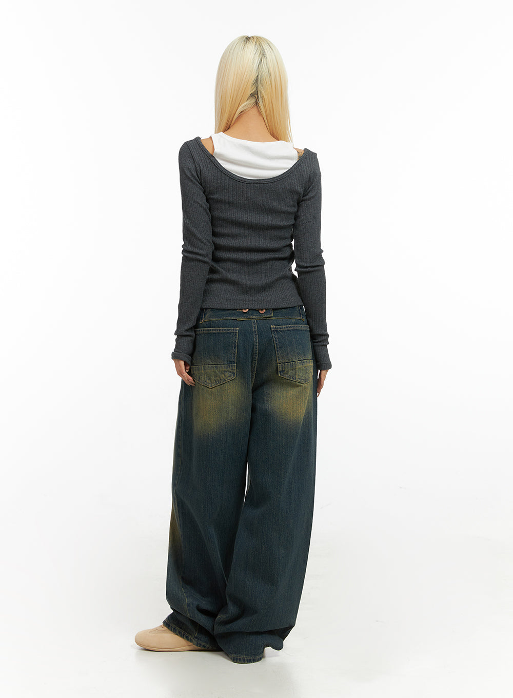 Georgia Vintage Wash Baggy Denim Jeans CO414