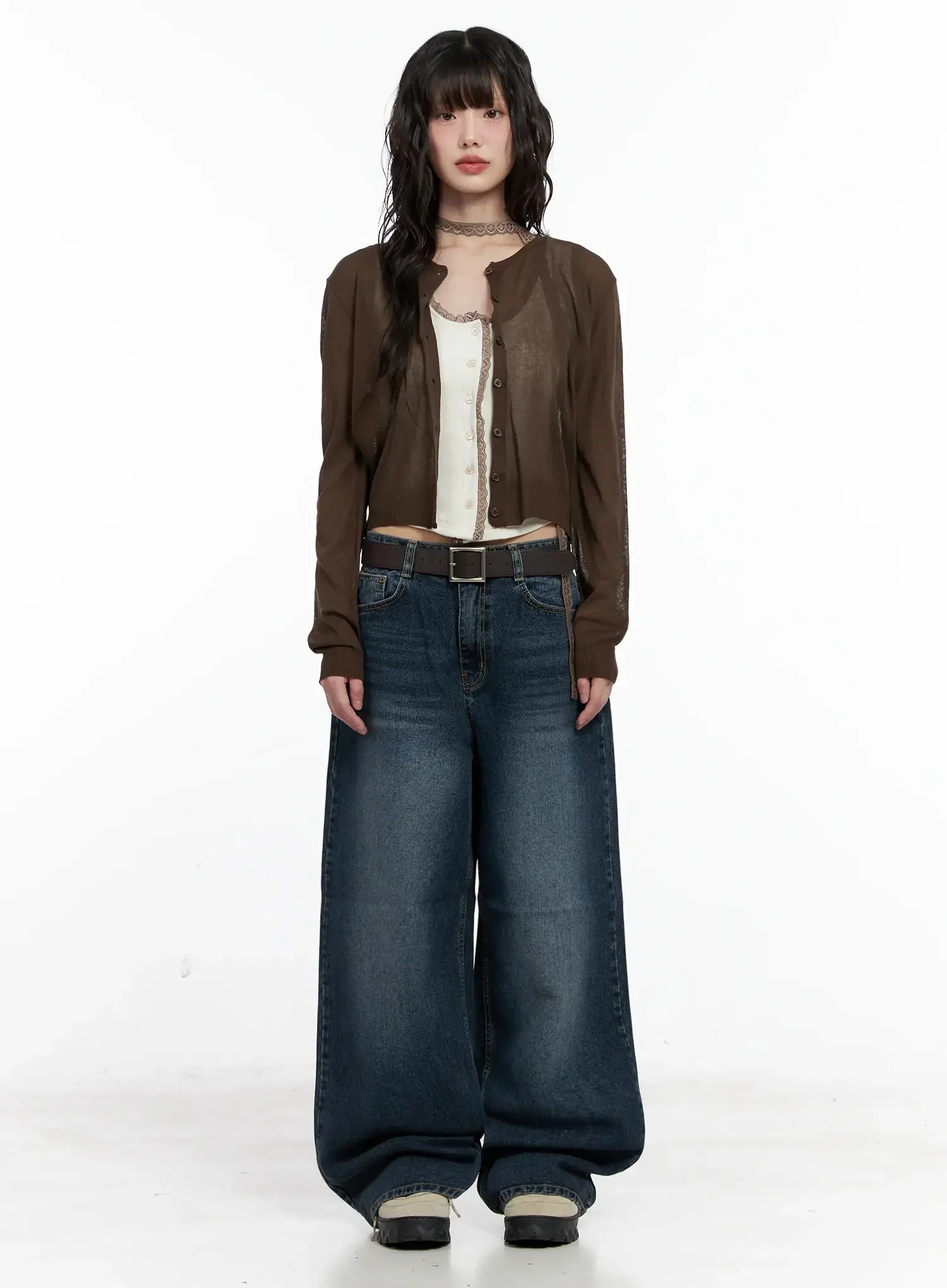 Mashiro Vintage-Wash Wide Jeans IL531
