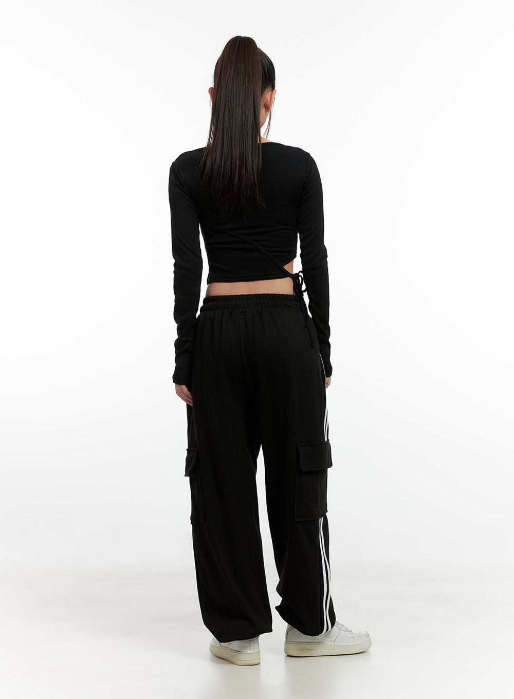 Pocket Detail Wide-Leg Track Pants CN412