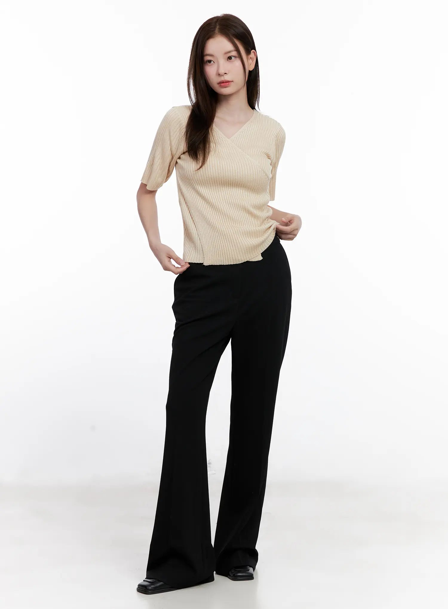 Casual Knit V-Neck Tee CL523