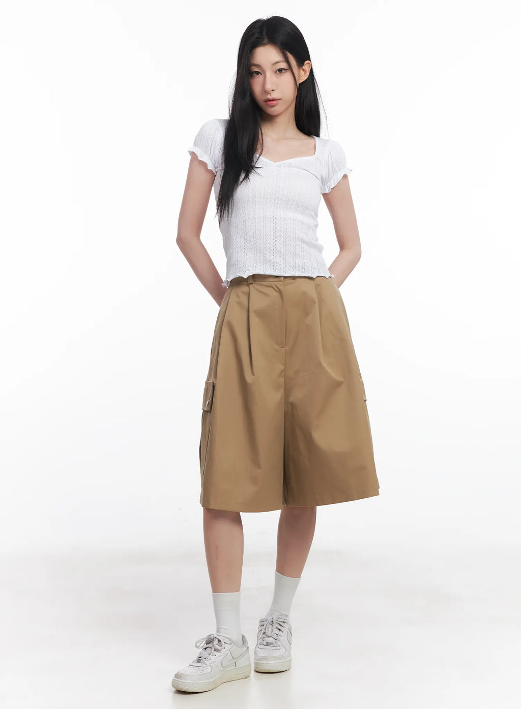 Frill V-Neck Crop Tee CU510