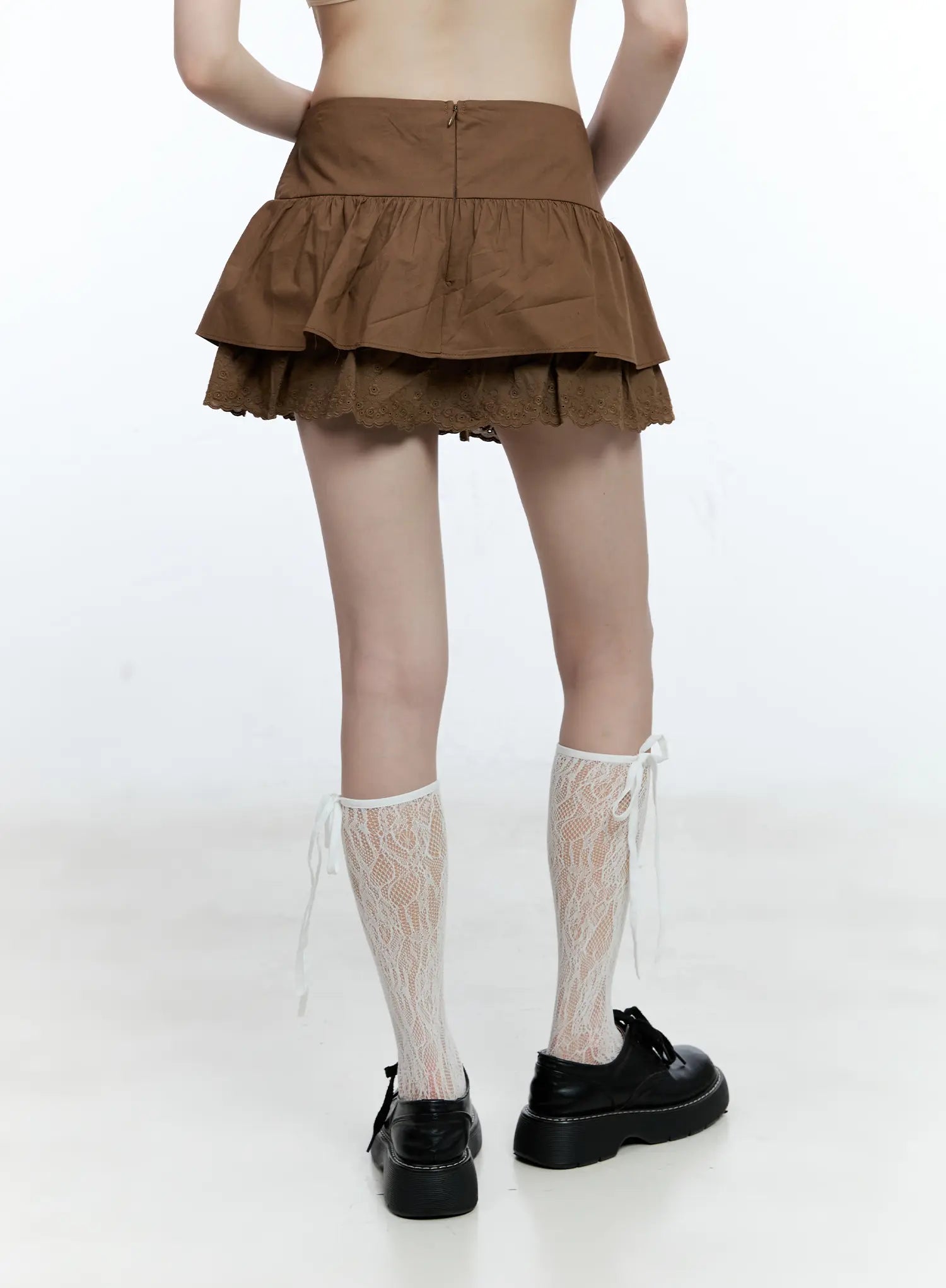 Tiered Lace-Hem Mini Skirt CG511