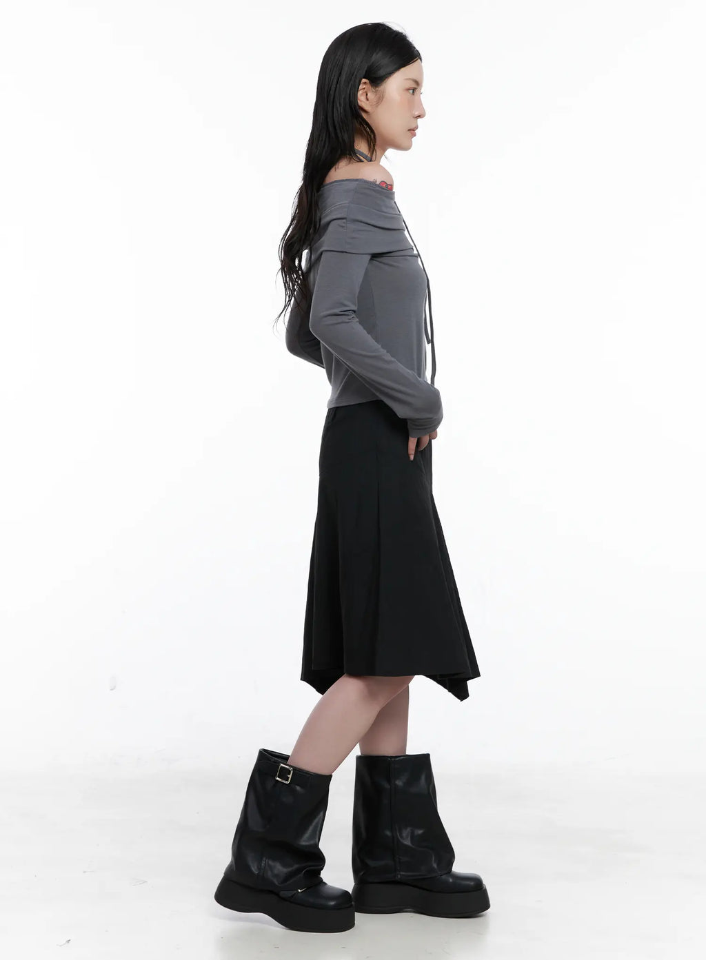 Off-Shoulder Top & Thin Scarf  Set CS526