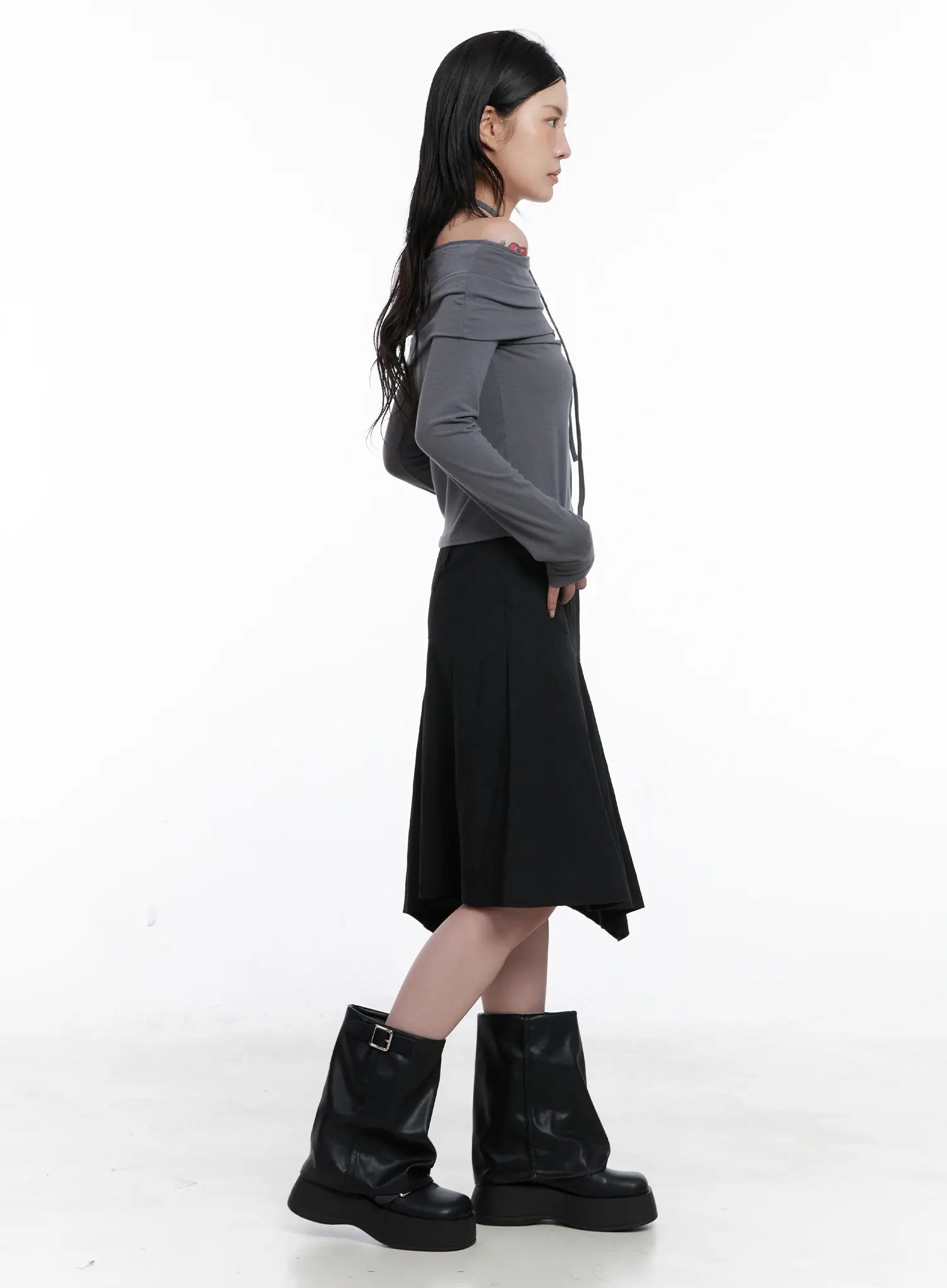 Off-Shoulder Top & Thin Scarf  Set CS526