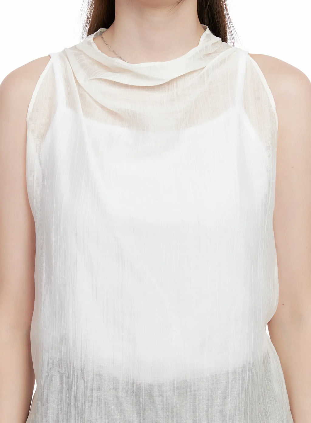 Draped Button Sleeveless Blouse CL523