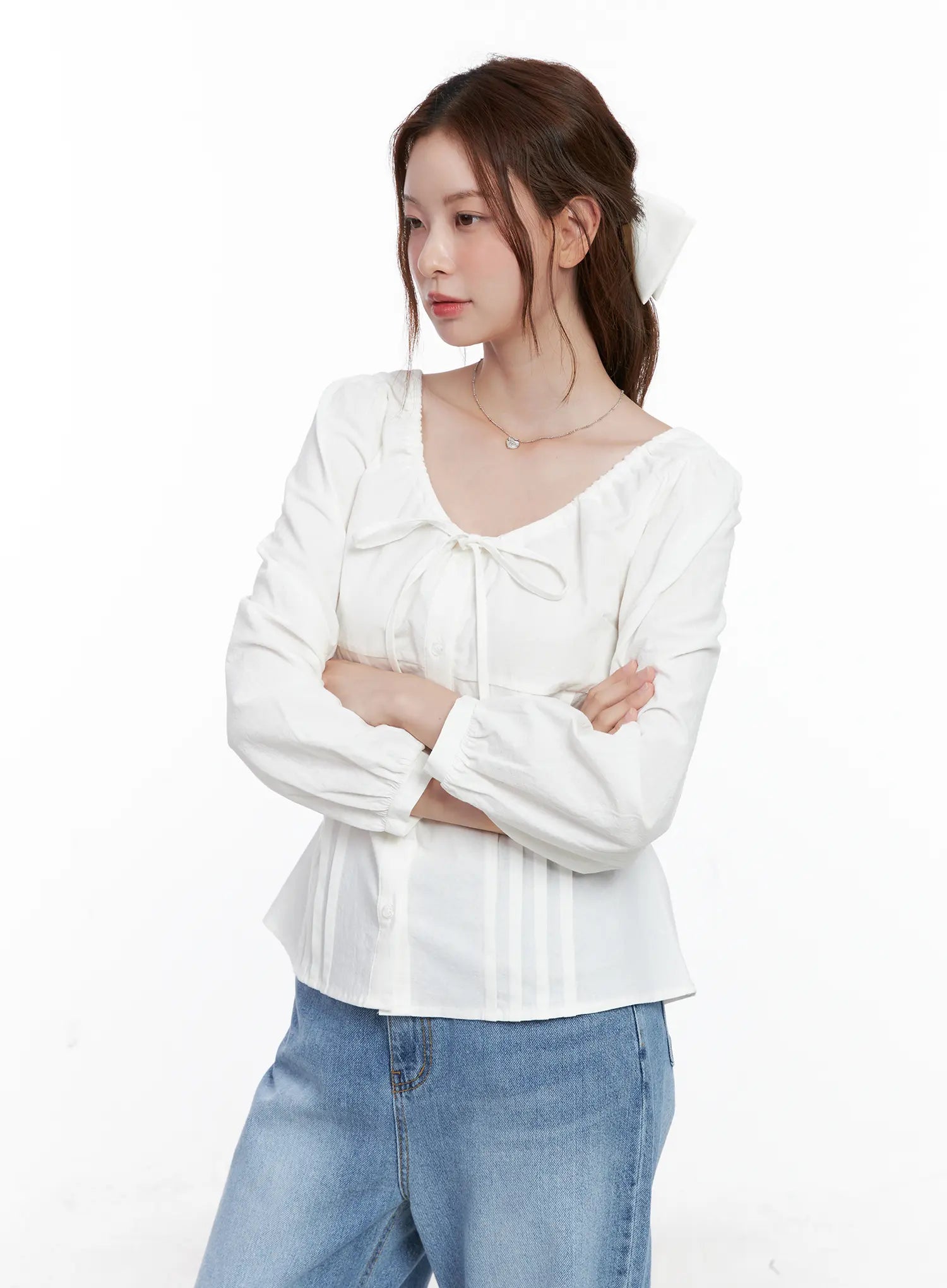 Chic Two-Way Ribbon Blouse CG521