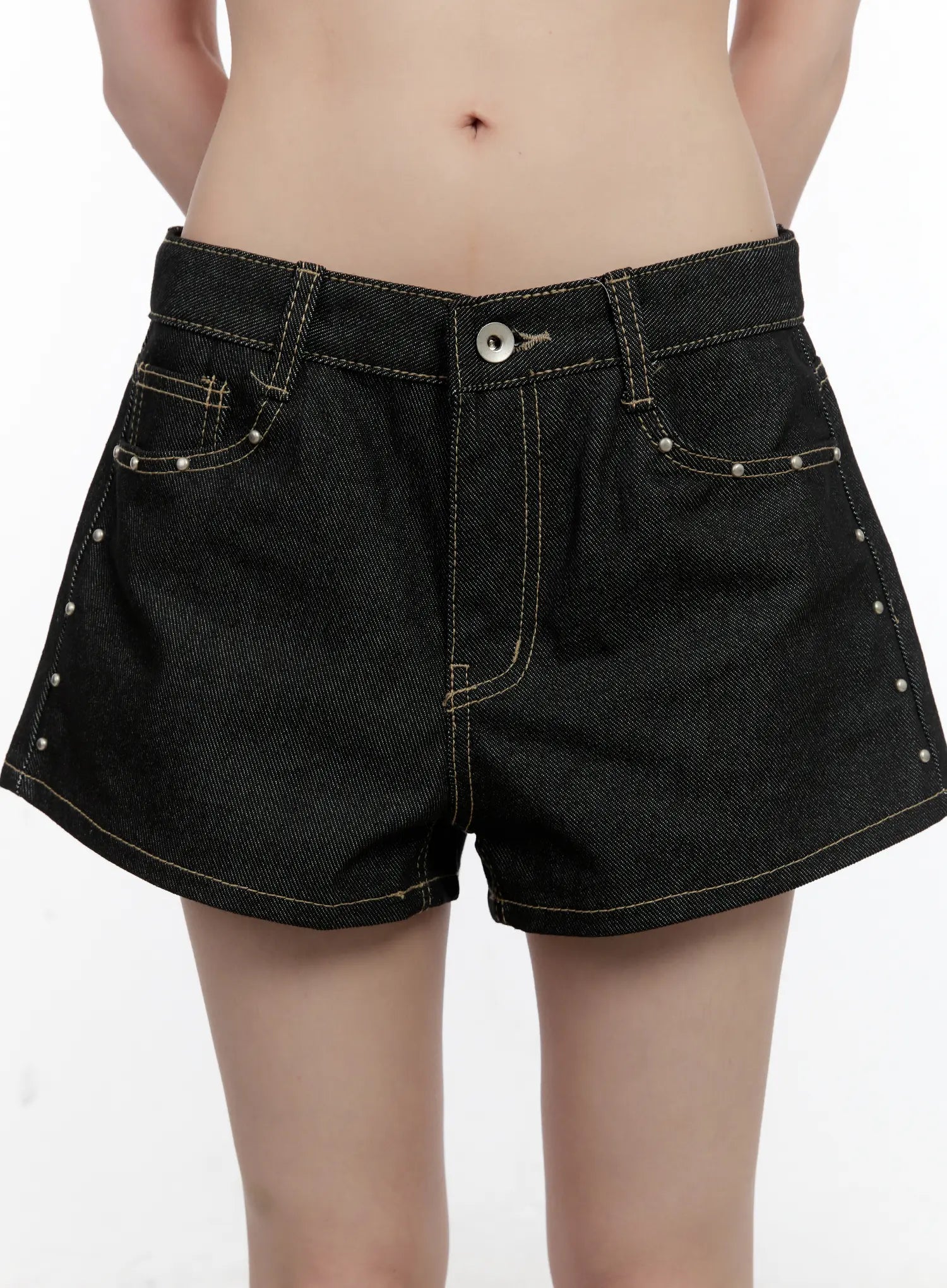 No-Fade Studded Denim Shorts CL504