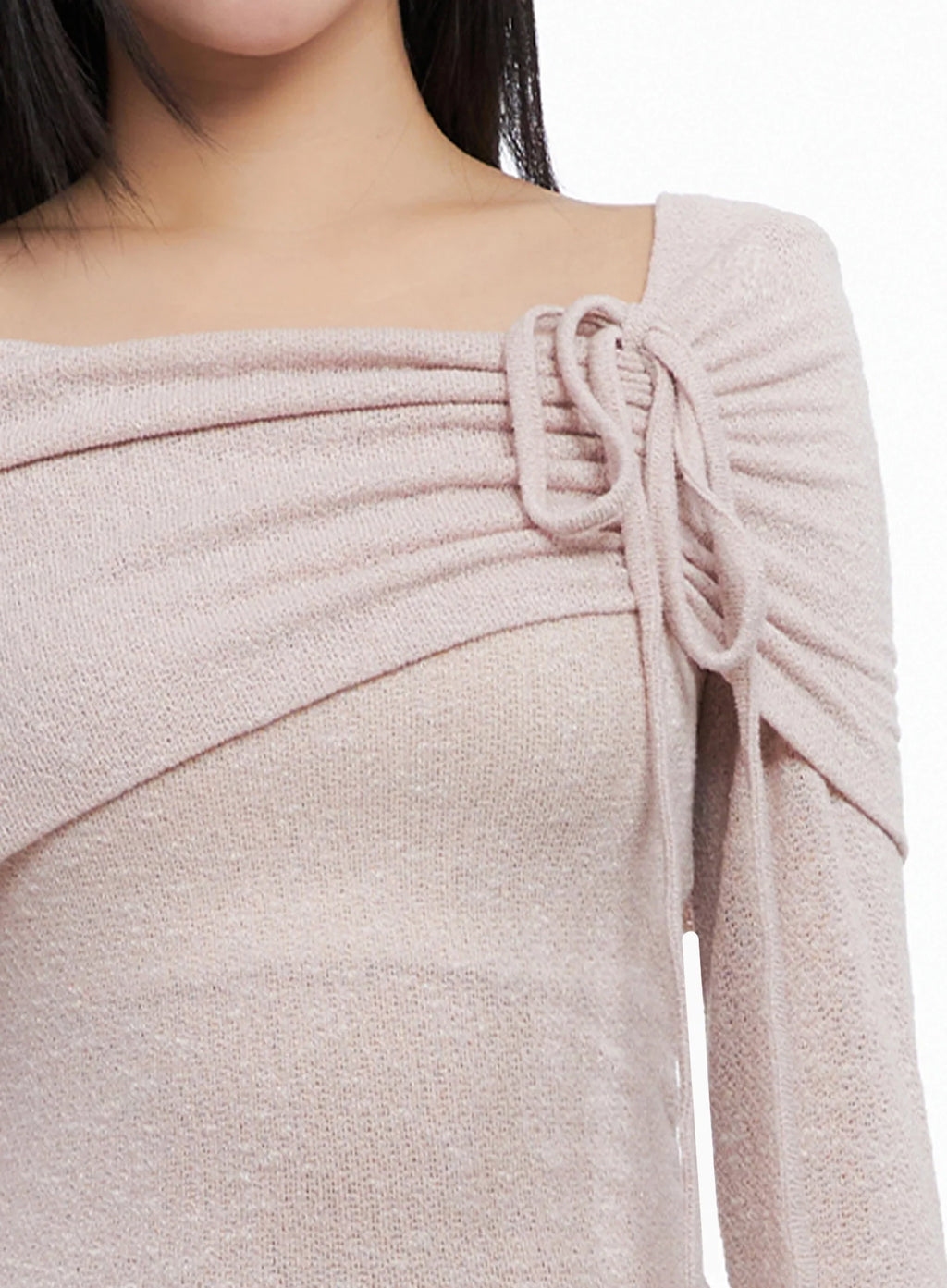 Ribbon Off-Shoulder Knit Top IS525